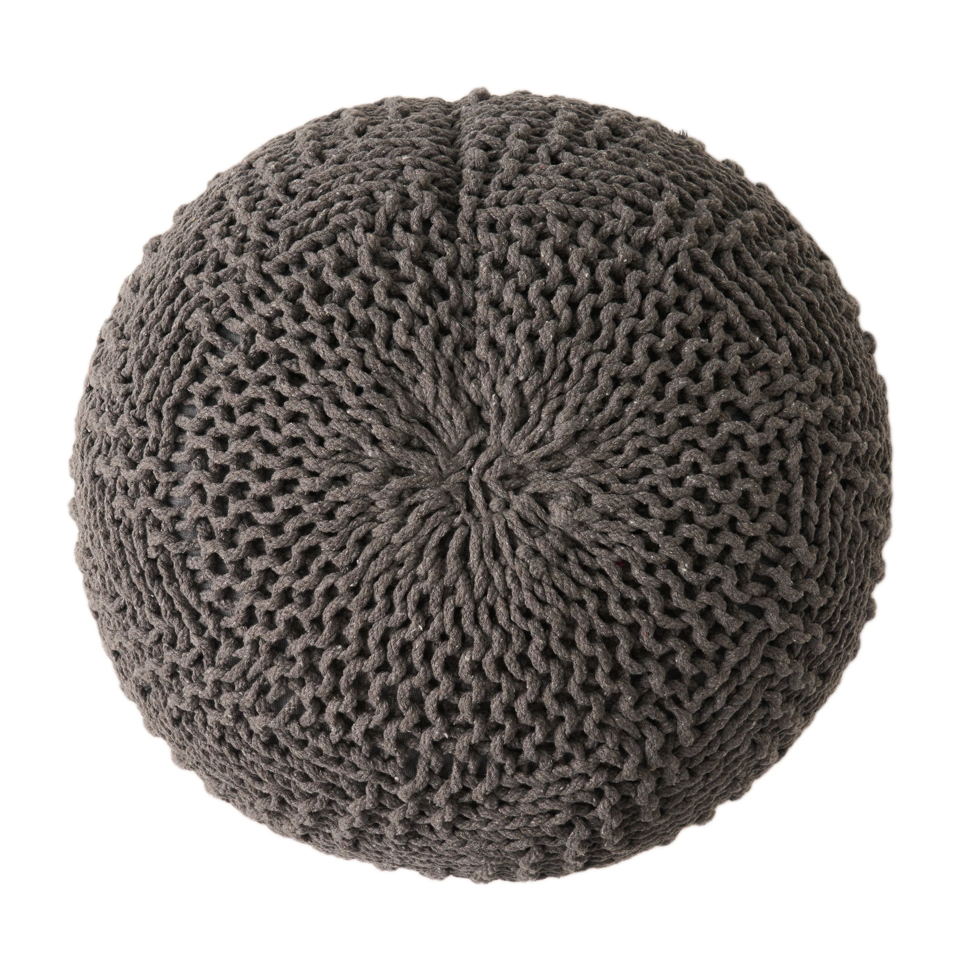 Flovilla Modern Knitted Cotton Round Pouf - furnishings