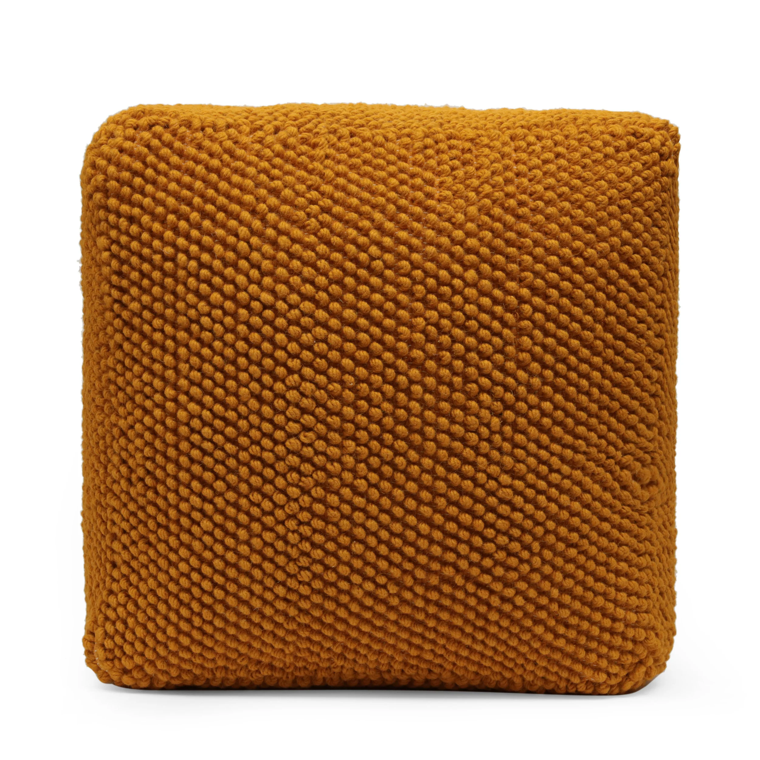 Wilsey Boho Handcrafted Tufted Fabric Square Pouf - furnishings