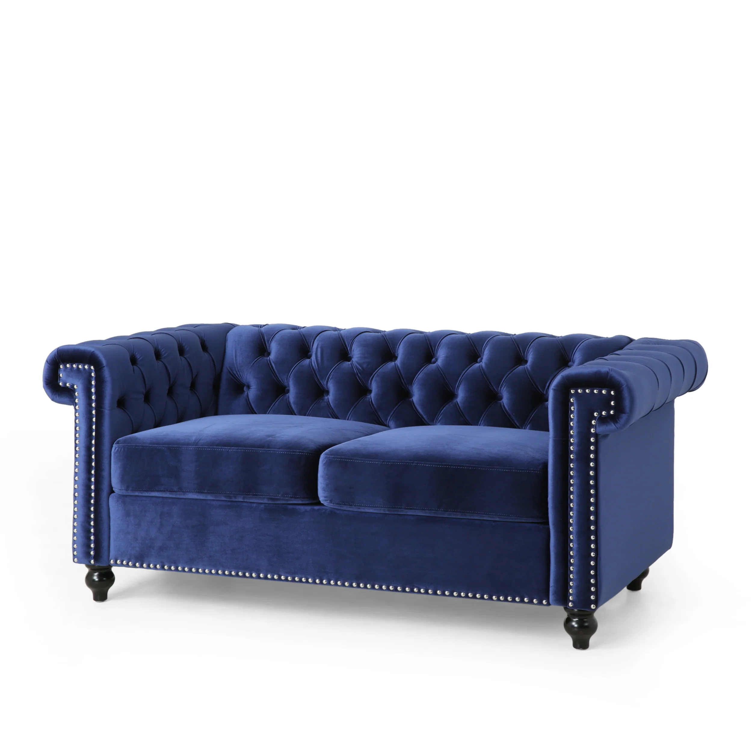 Timber Modern Glam Tufted Loveseat with Nailhead Trim - furnishings