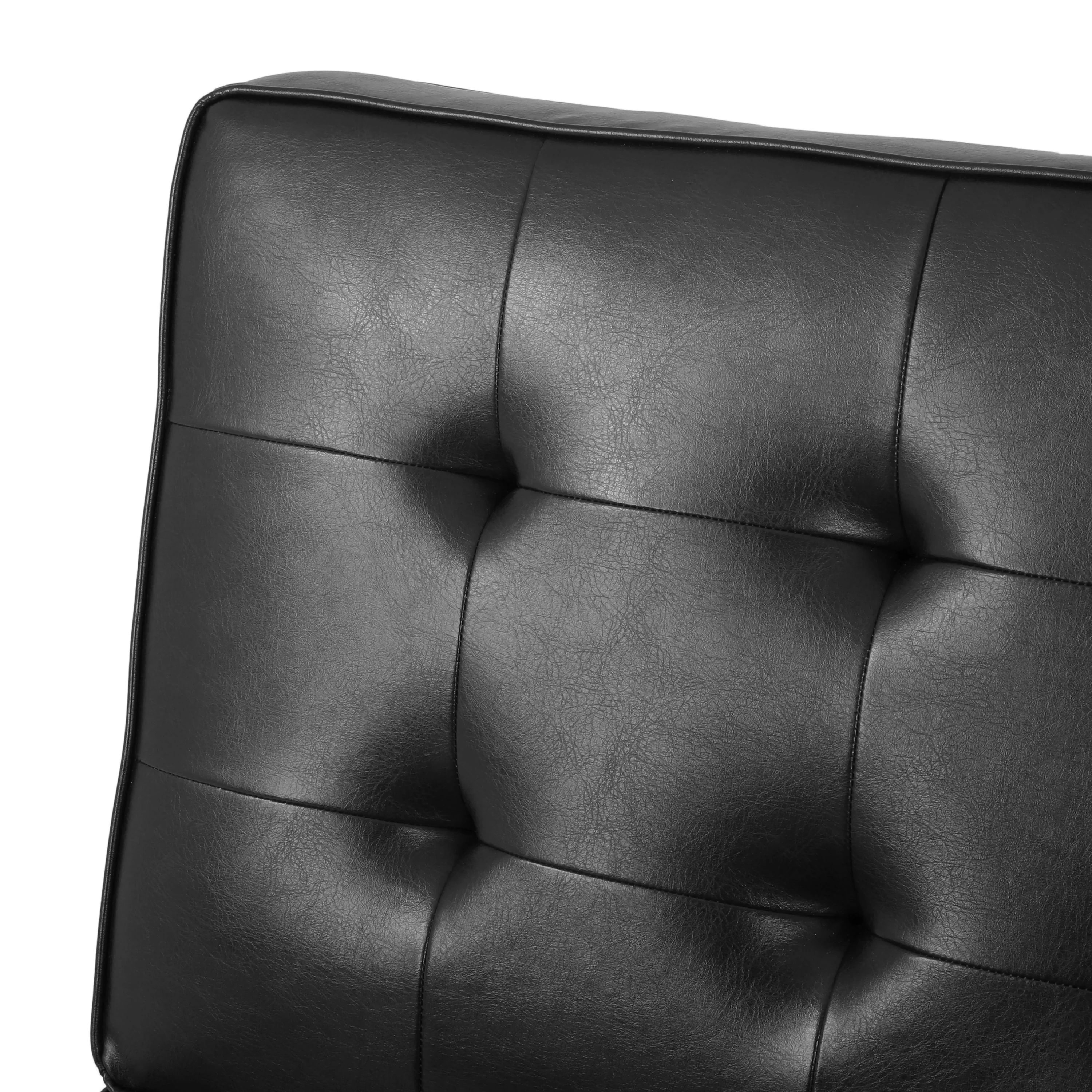 Goliath Contemporary Faux Leather Tufted 5 Seater Sectional Sofa Set - furnishings