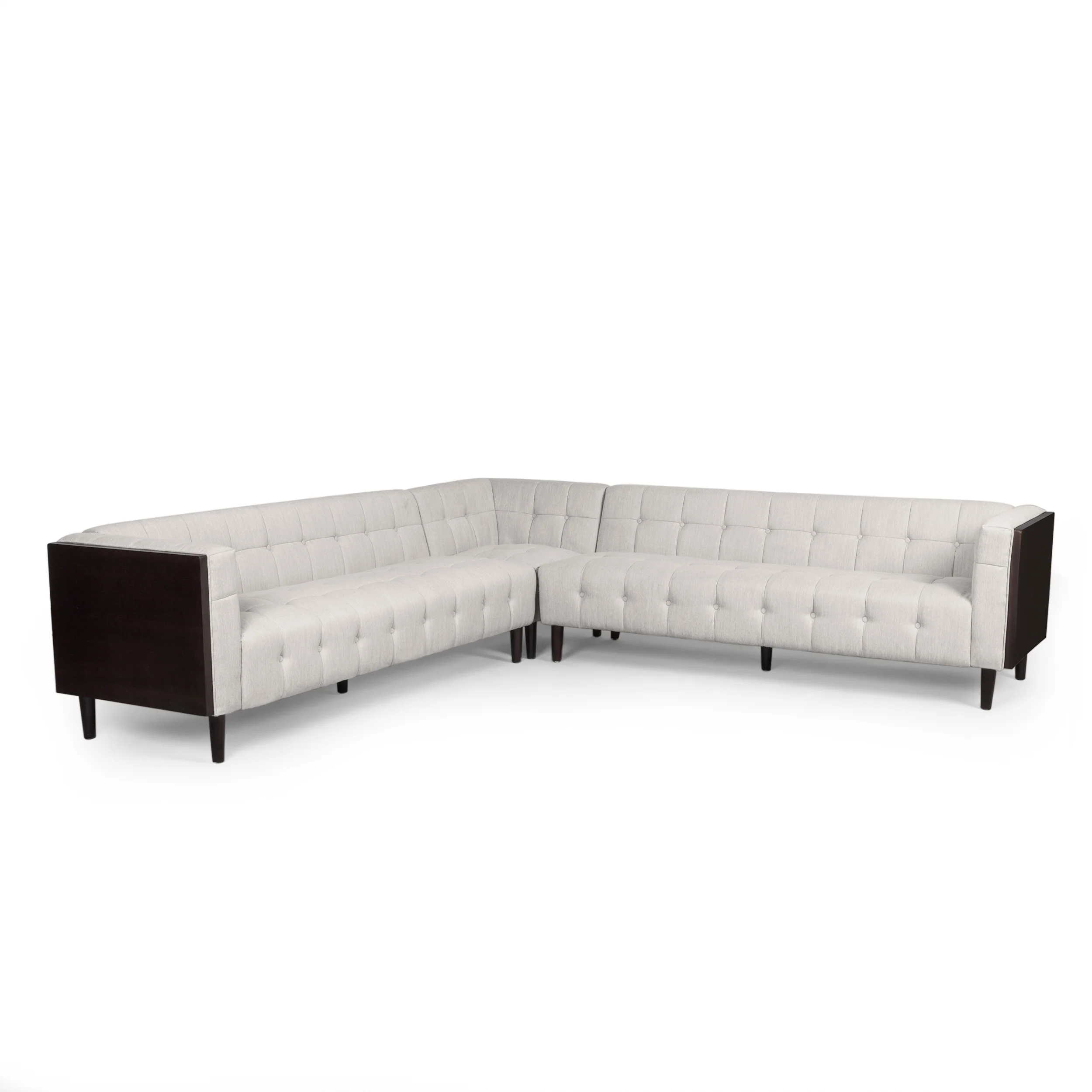 Warnock Mid-Century Modern Fabric Tufted Sectional Sofa Set - furnishings