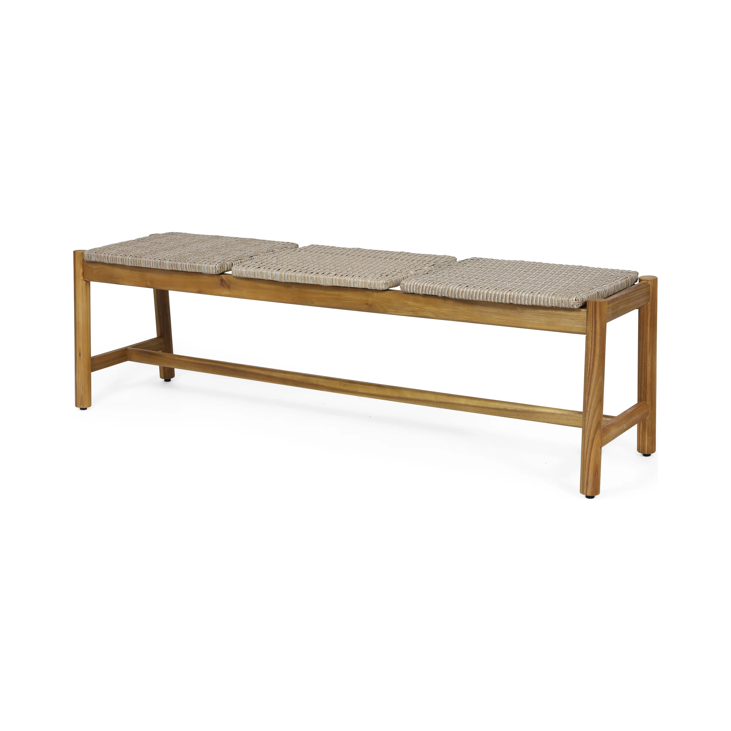 Erick Outdoor 3 Seater Wicker Bench - furnishings