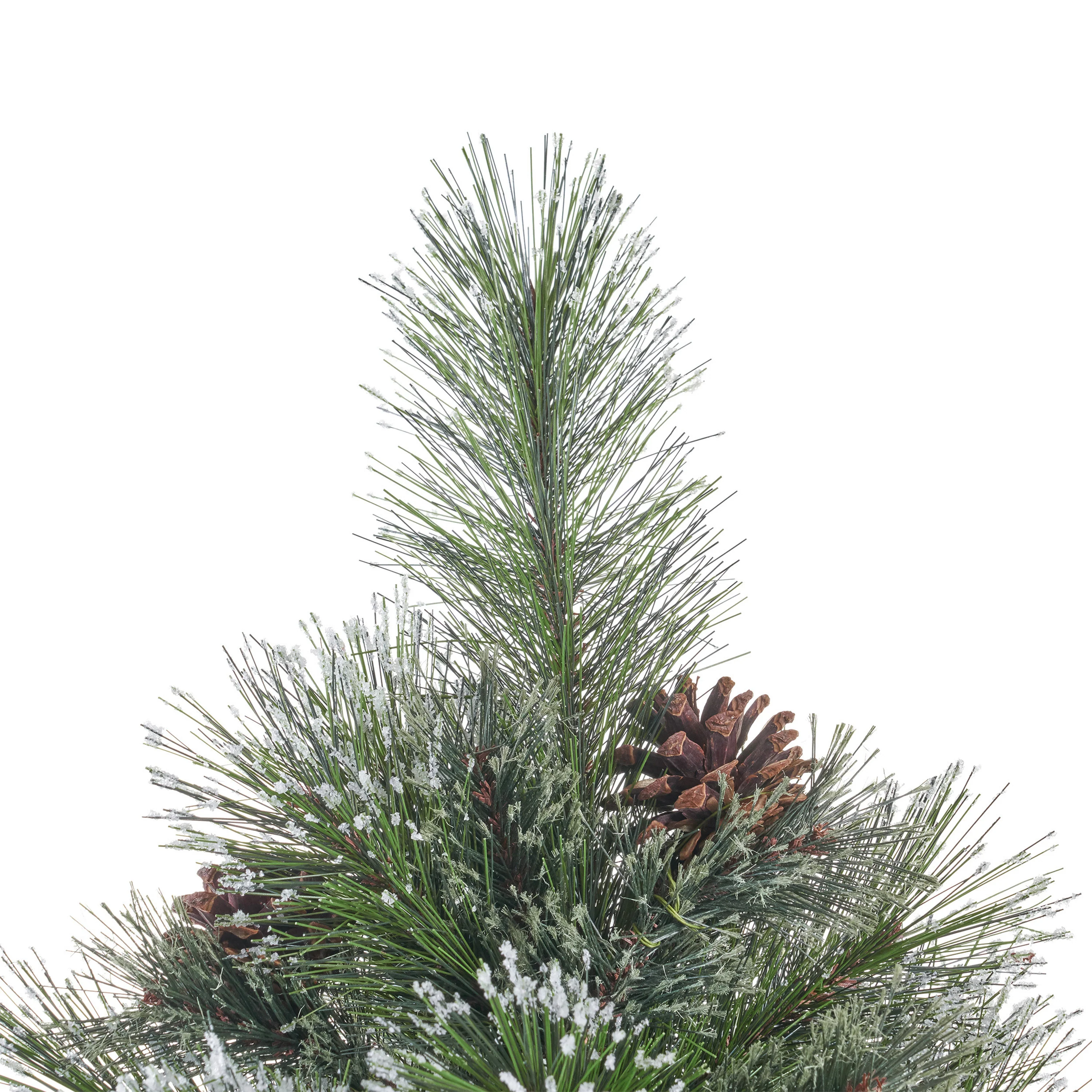 9-foot Cashmere Pine and Mixed Needles Hinged Artificial Christmas Tree with Snowy Branches and Pinecones - furnishings