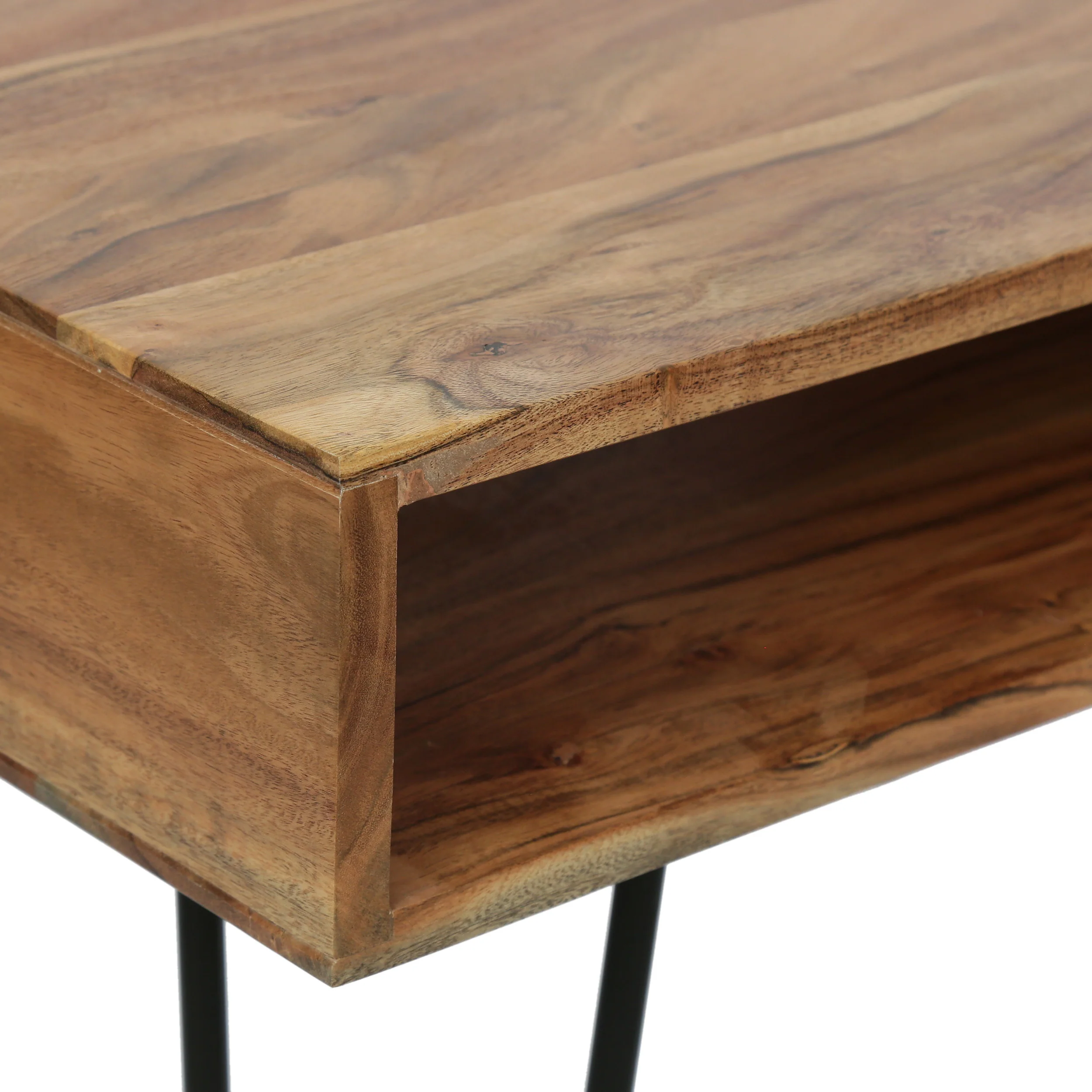 Reidsville Modern Industrial Handcrafted Acacia Wood Storage Desk with Hairpin Legs - furnishings