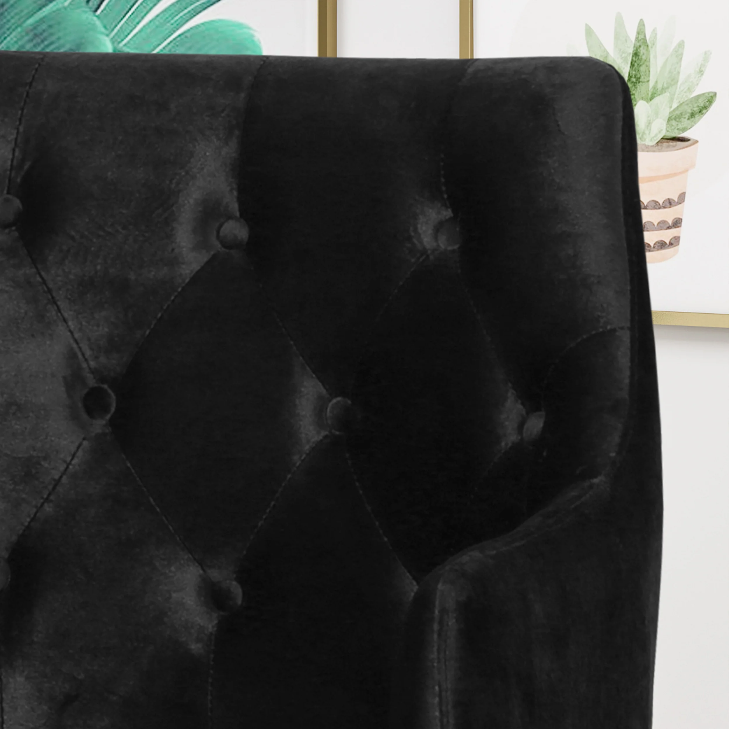Fern Modern Tufted Glam Accent Chair with Velvet Cushions and U-Shaped Base - furnishings
