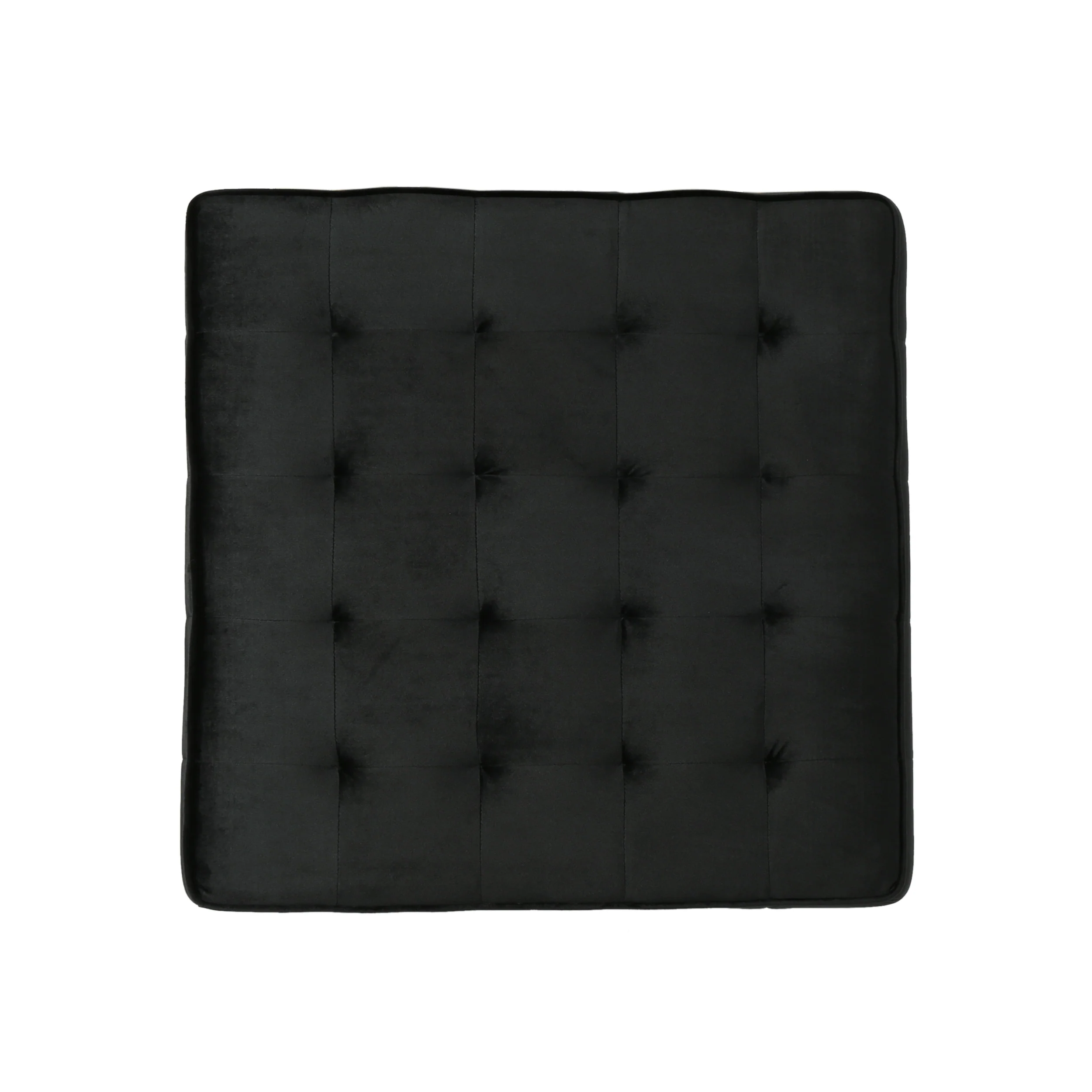 Justin Modern Glam Tufted Waffle Stitch Velvet Square Ottoman Coffee Table - furnishings