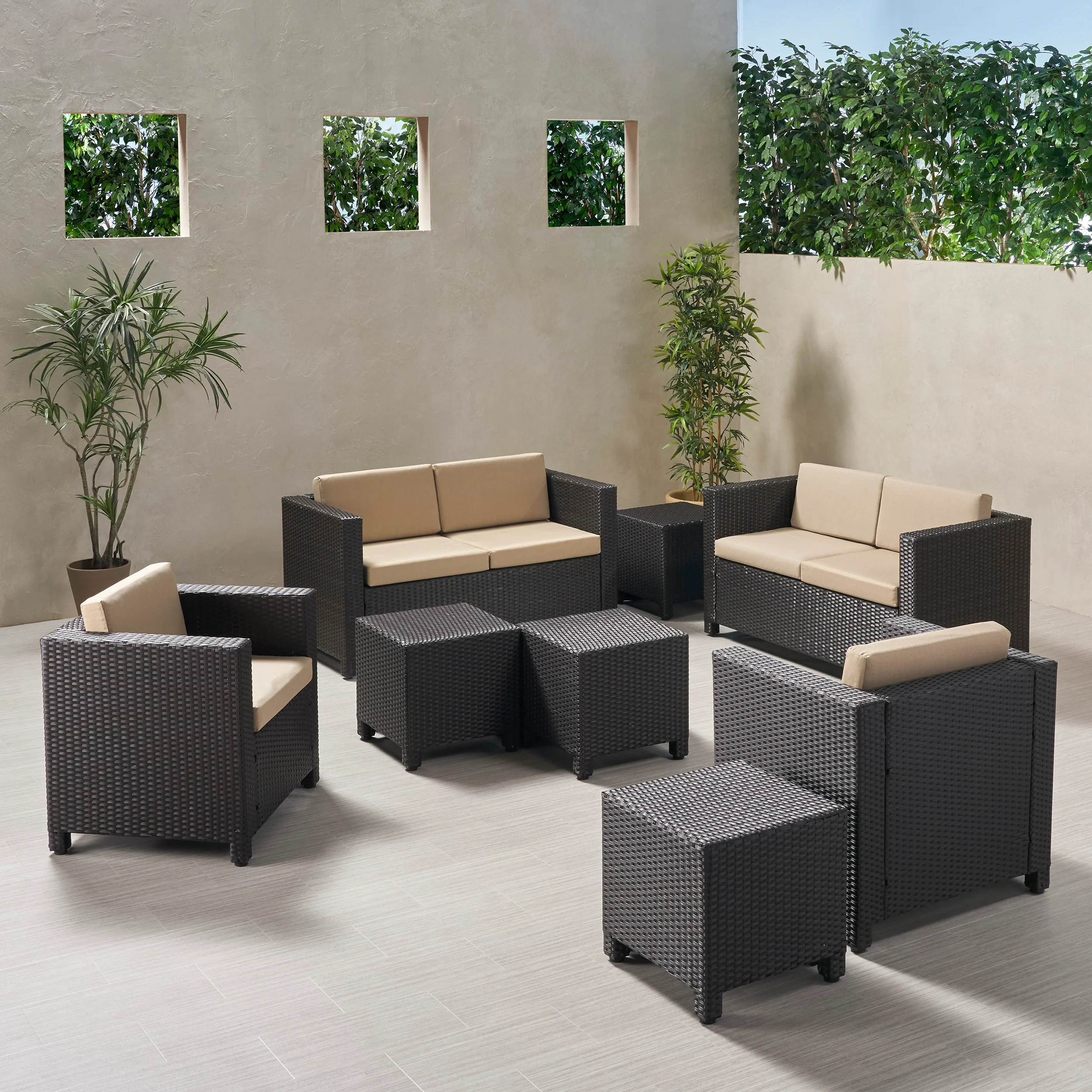 Venice 6-Seater Outdoor Sofa Set with Side Tables - furnishings