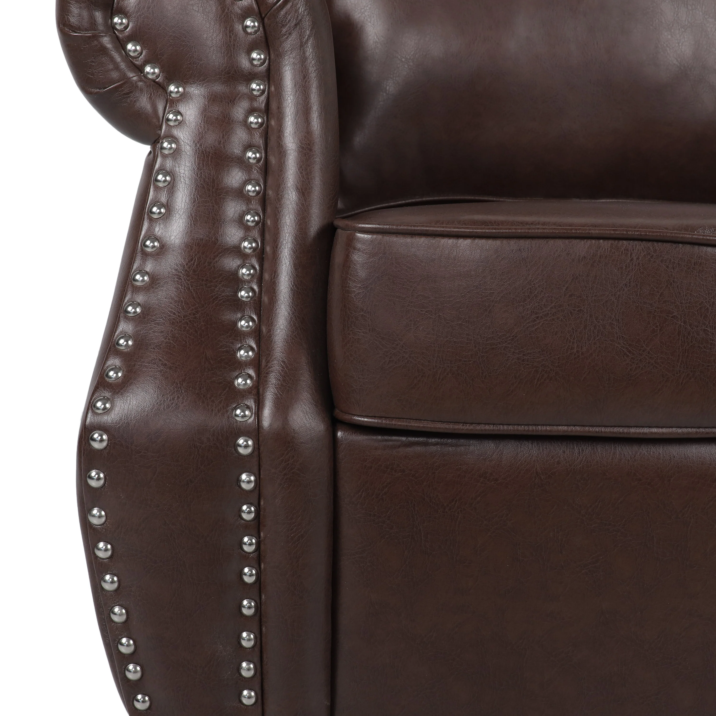 Burkehaven Contemporary Faux Leather Club Chair with Nailhead Trim - furnishings