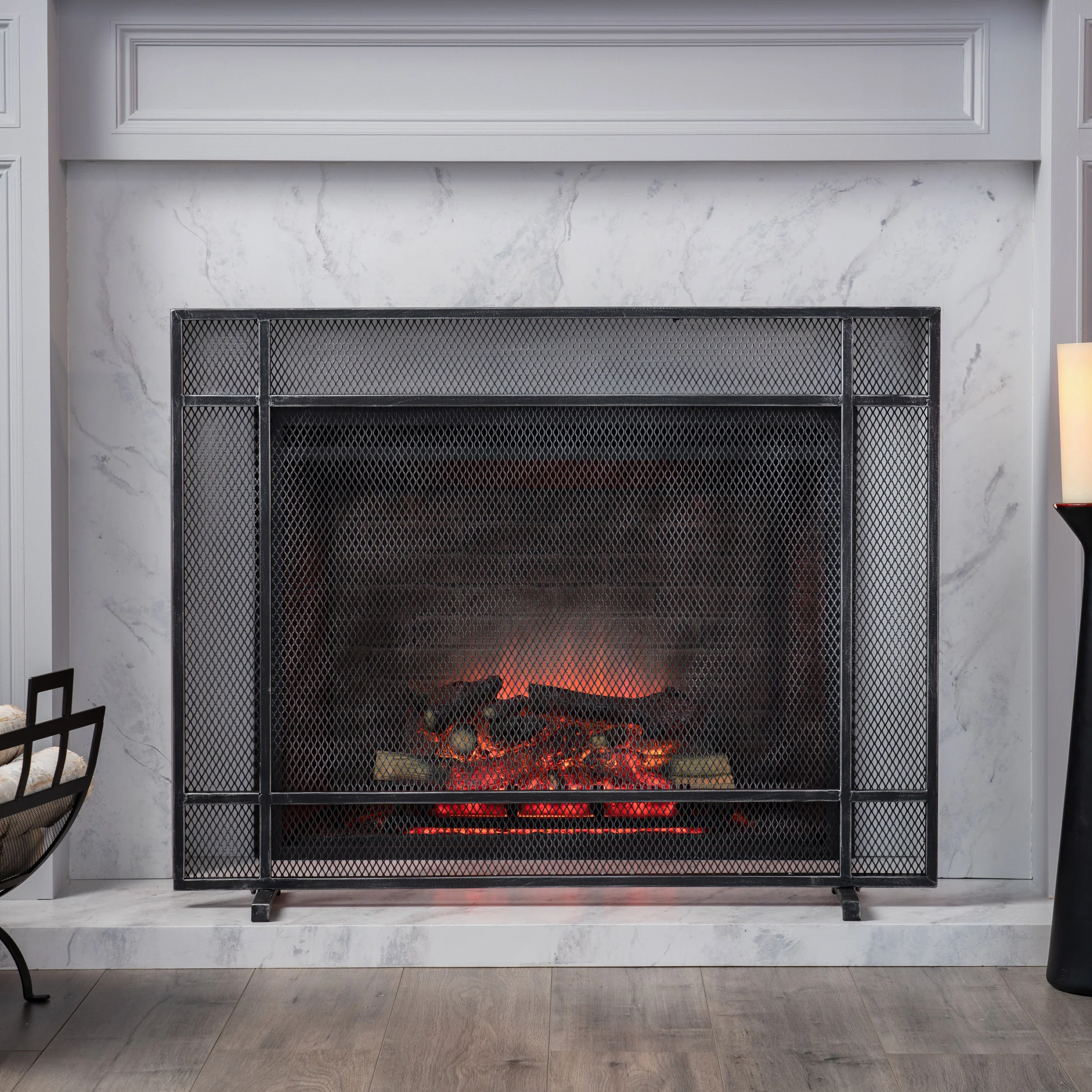 Markus Modern Single Panel Iron Firescreen - furnishings