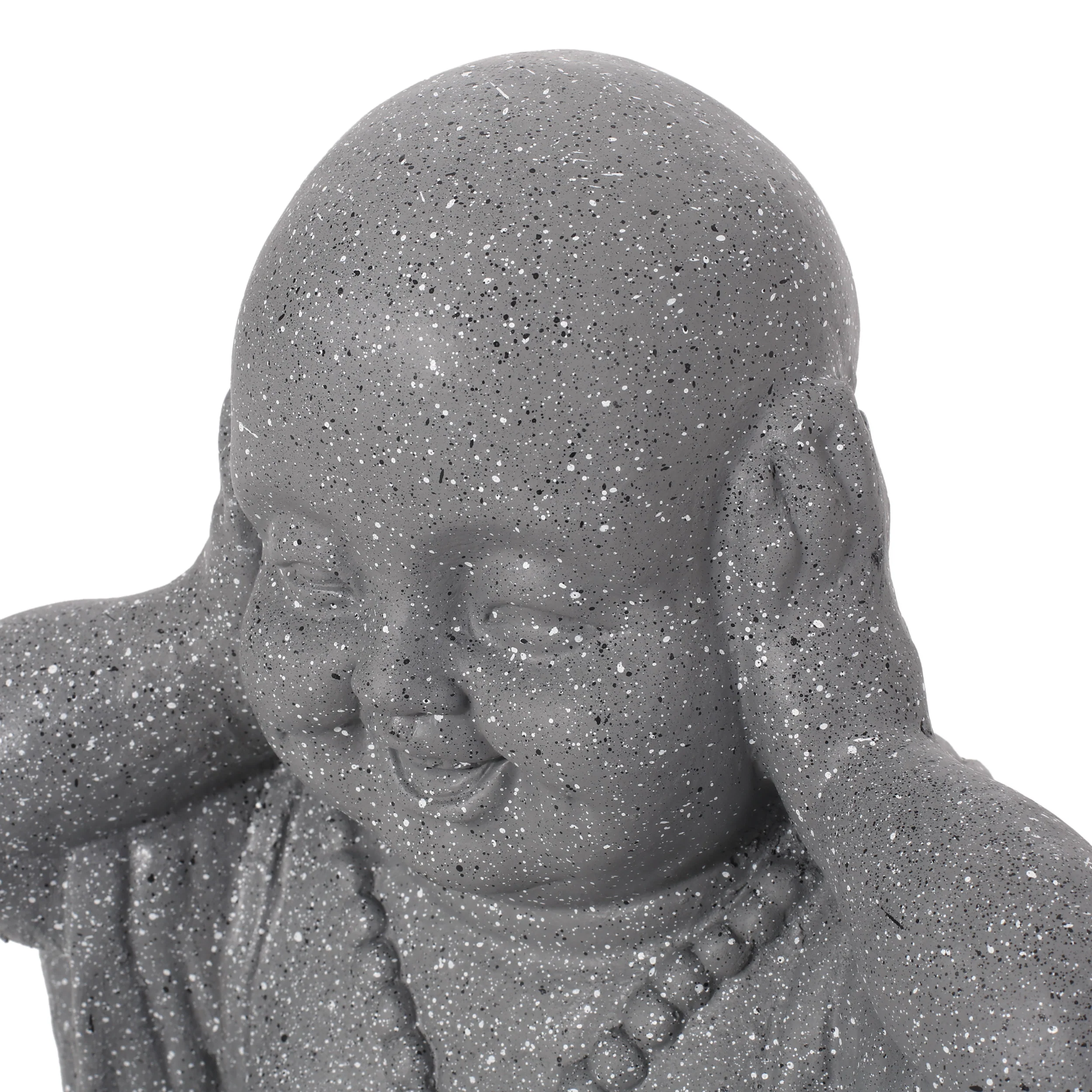 Conneaut Outdoor Hear No Evil Monk Garden Statue, Stone Gray - furnishings