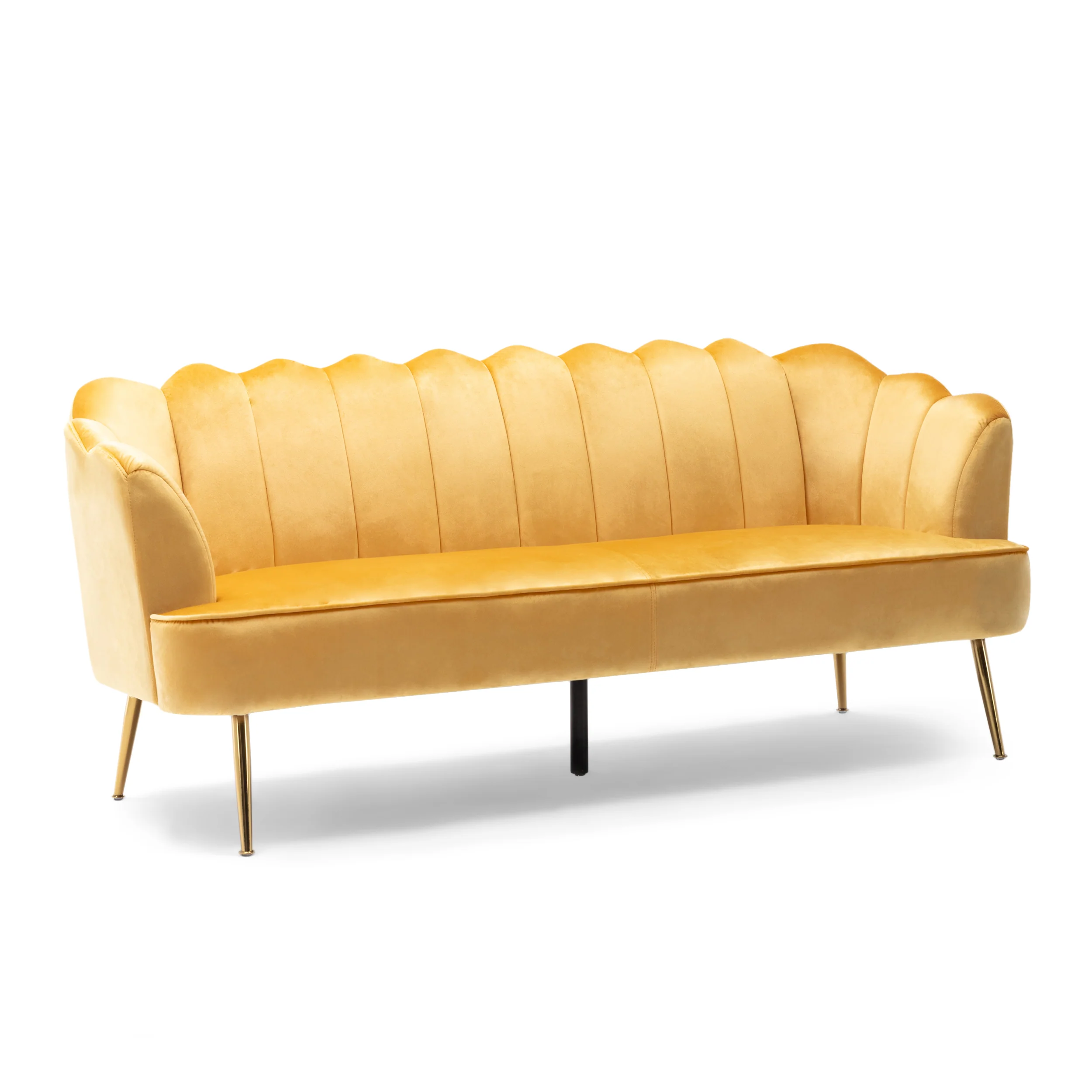 Ohnstad Modern Glam Velvet Channel Stitch 3 Seater Shell Sofa - furnishings
