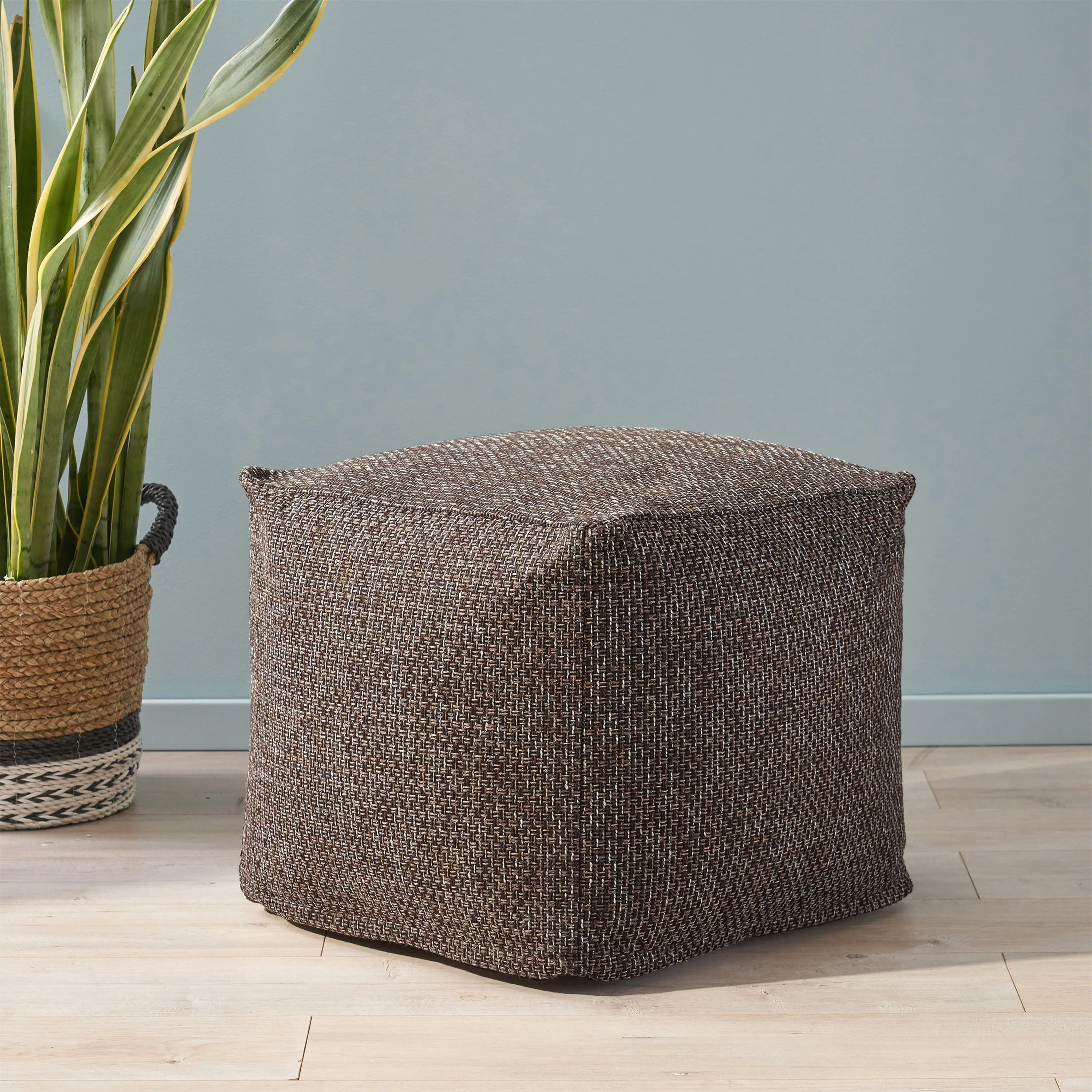 Rakiya Contemporary Fabric Pouf - furnishings