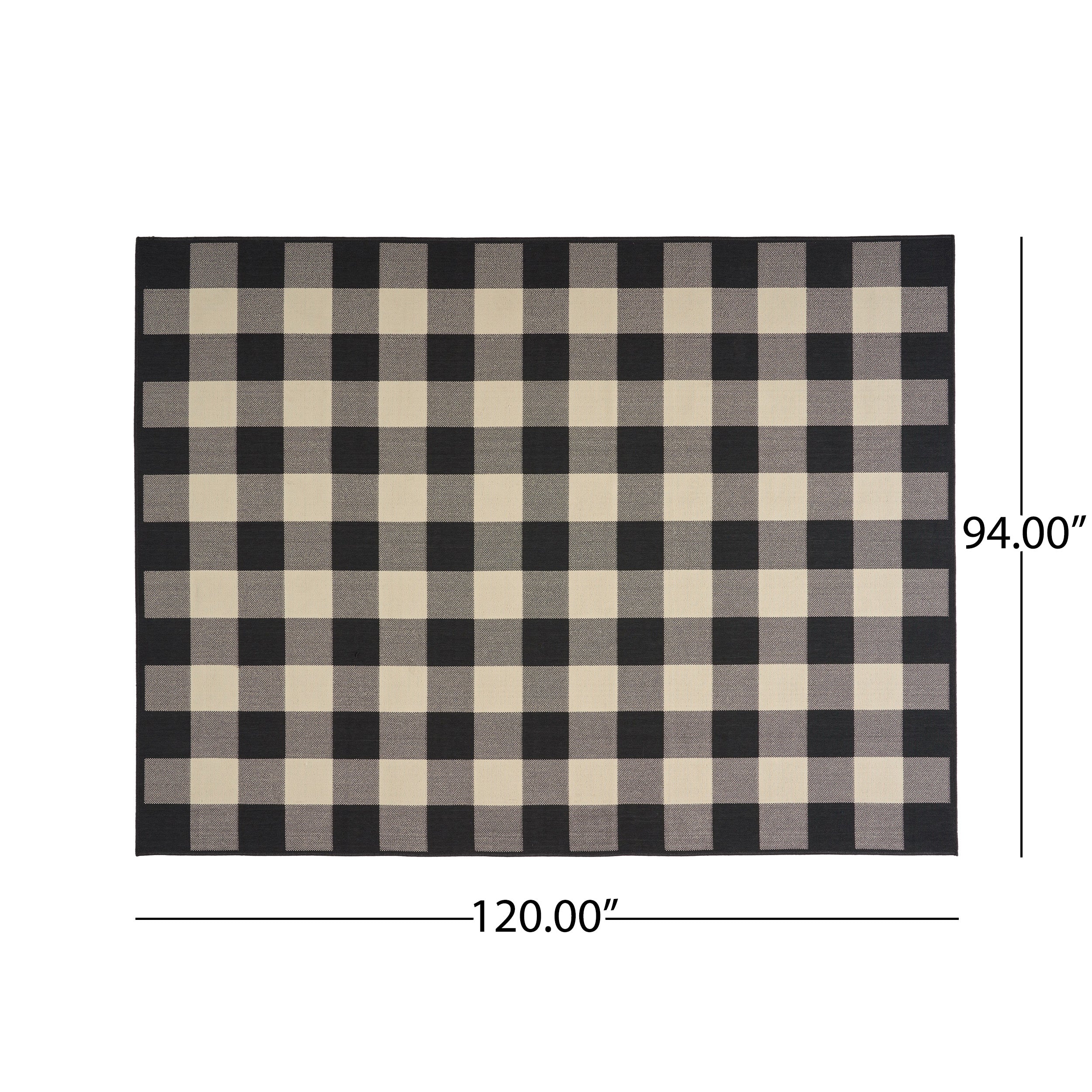 Jessica Outdoor Check Area Rug, Black and Ivory - furnishings