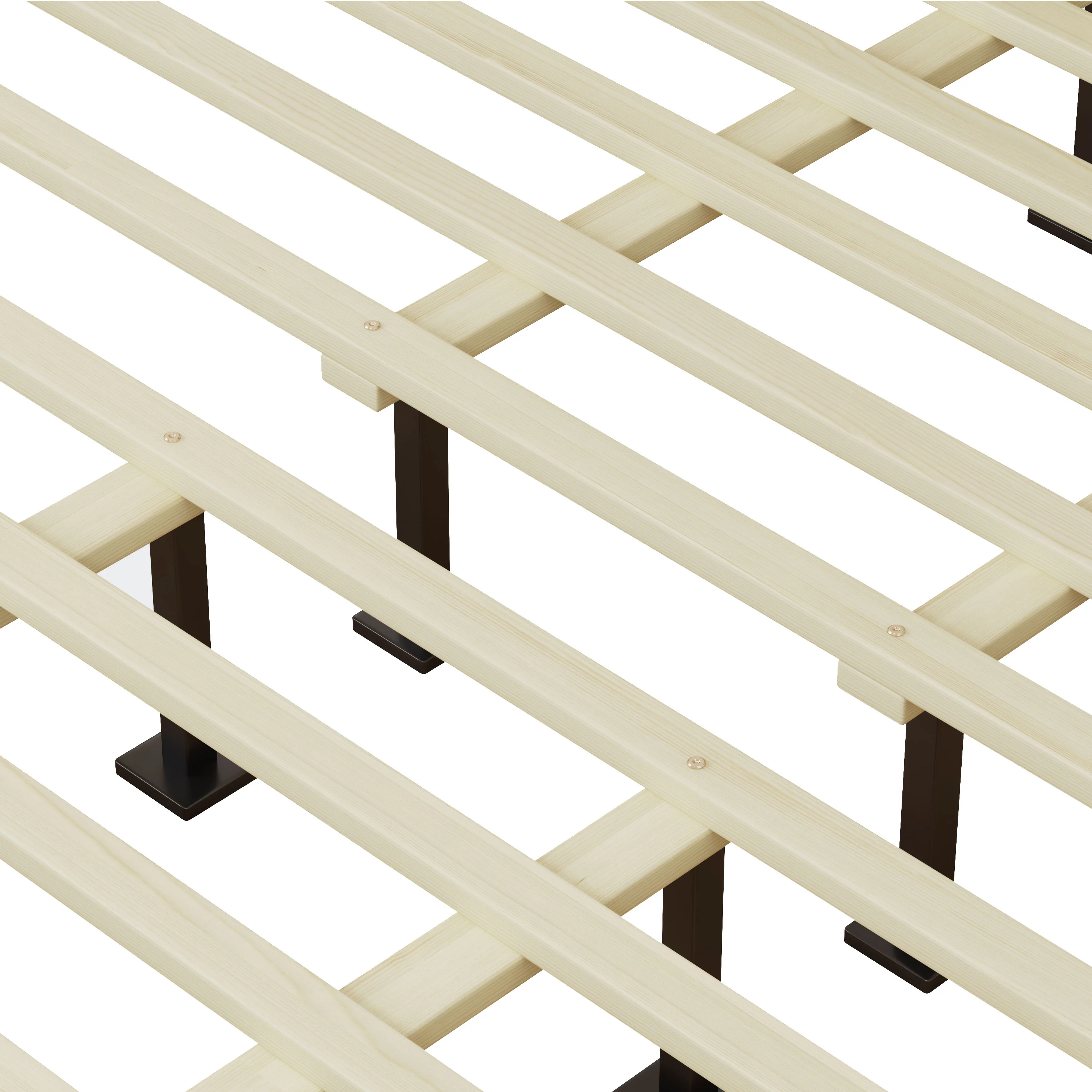 Linenwood Eudoca Rubber Wood Platform Bed with Rattan Woven Headboard, Natural - furnishings