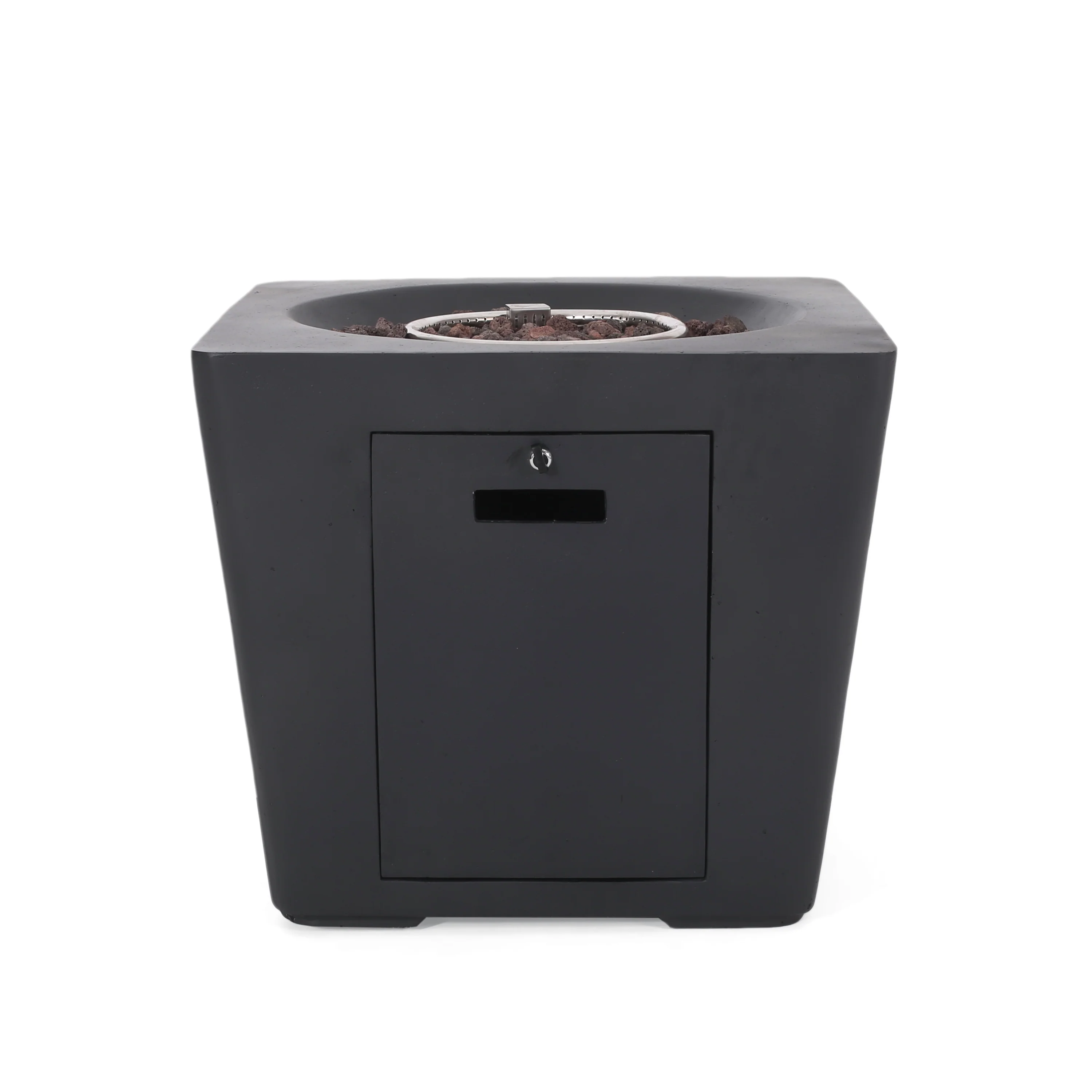 Arianna Outdoor 40,000 BTU Lightweight Concrete Square Fire Pit, Dark Gray - furnishings