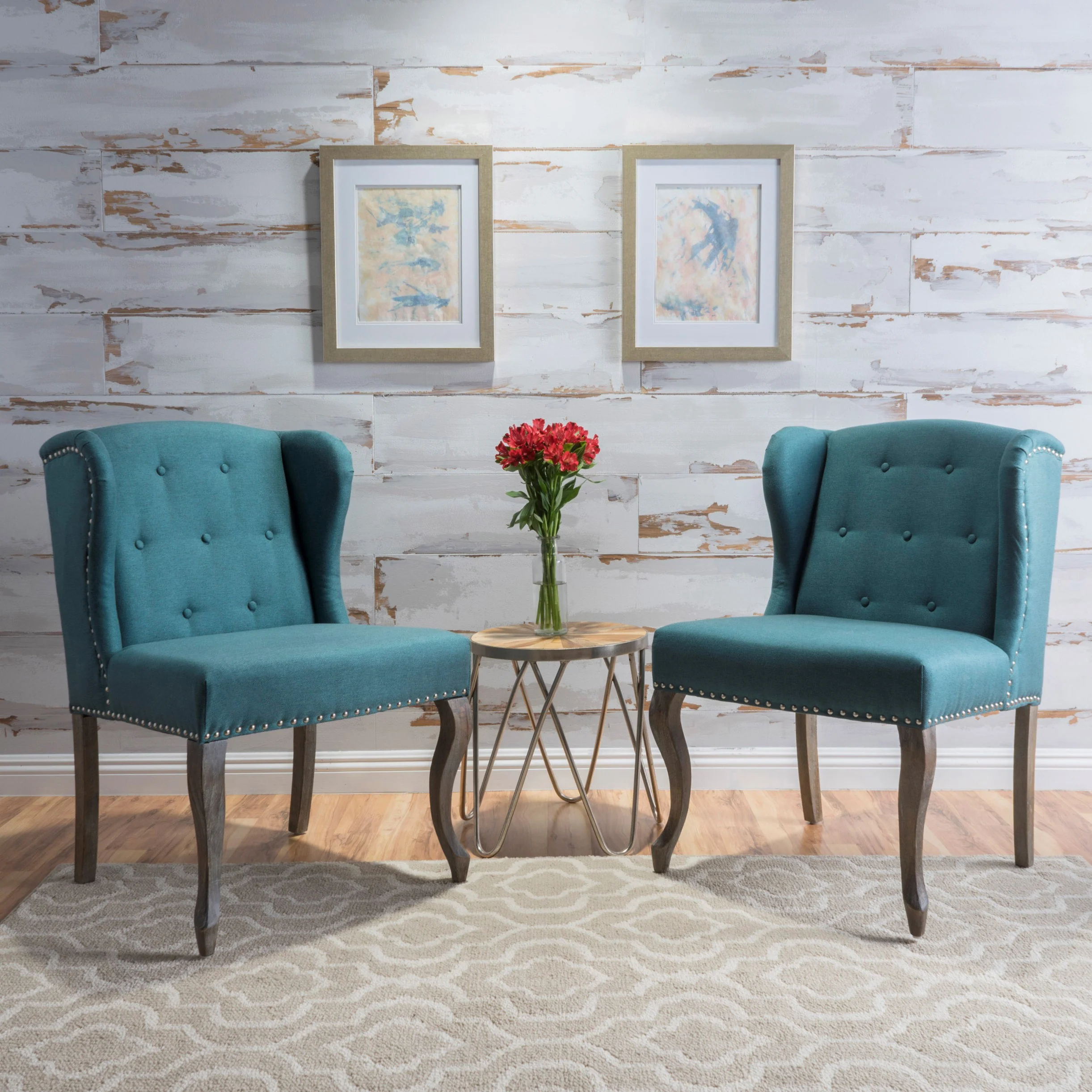 Asheville Modern Fabric Wingback Chair (Set of 2) - furnishings