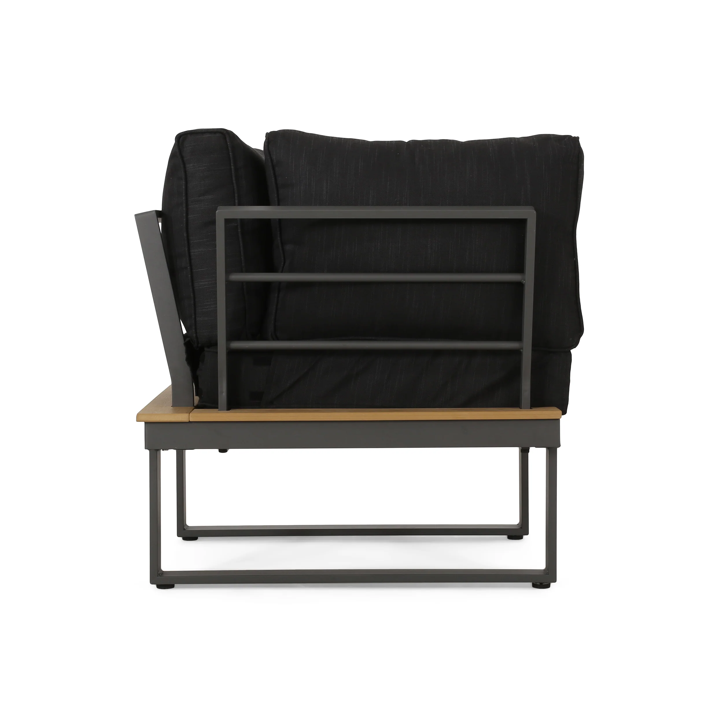 Johana Outdoor Aluminum V-Shaped 5 Seater Sofa Set with Cushions - furnishings