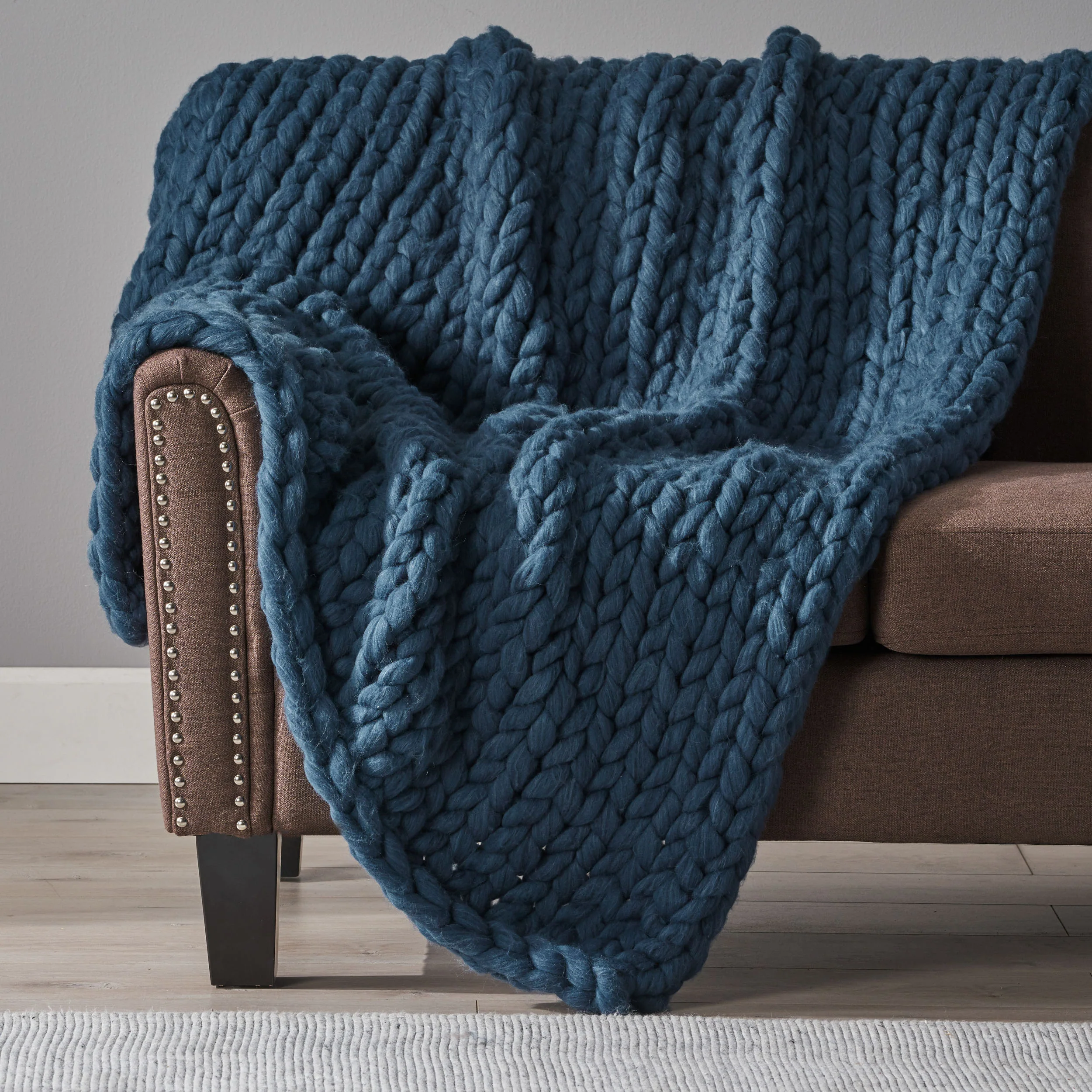 Jacqueline Modern Knit Stitch Fabric Rectangle Throw Blanket - furnishings