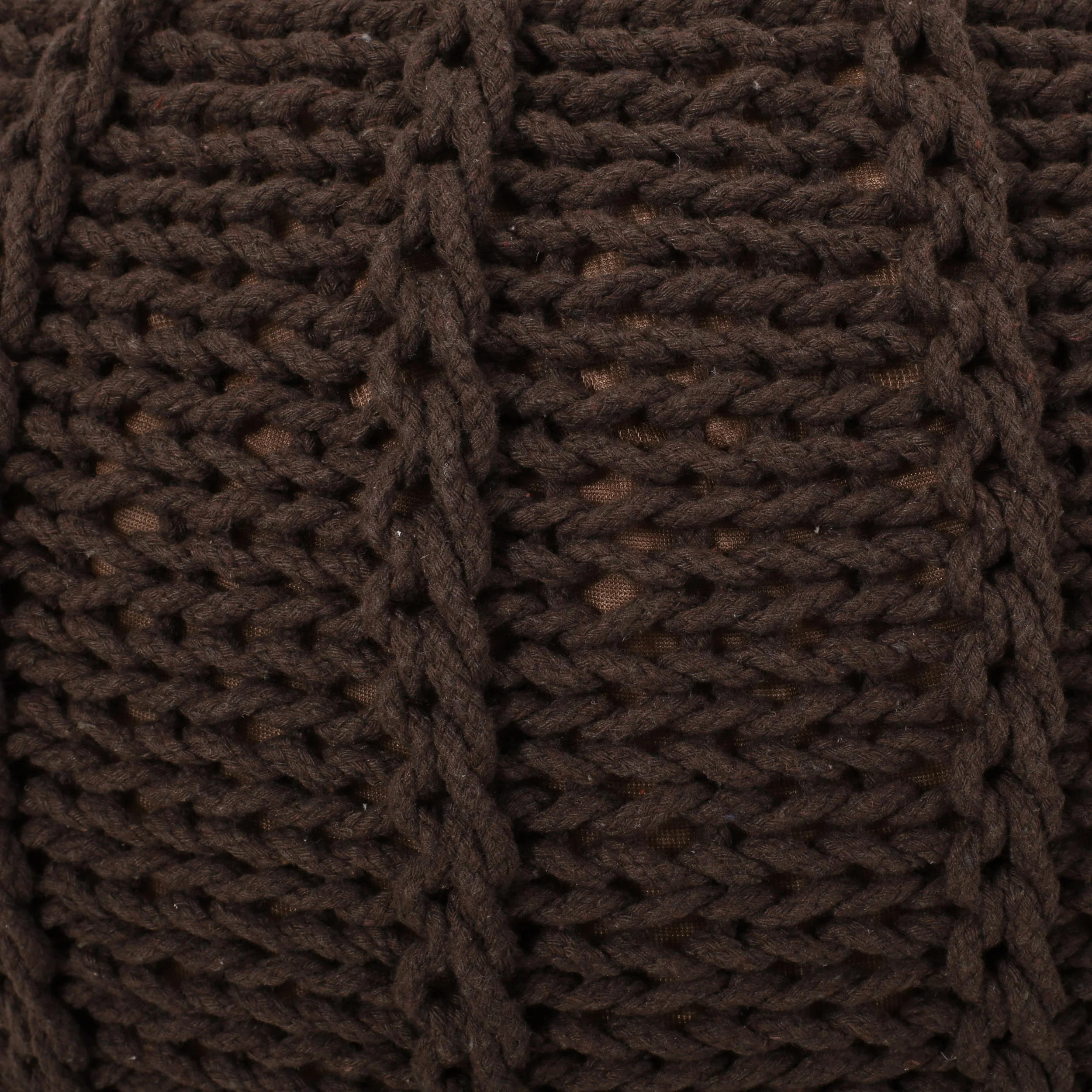 Agatha Modern Knitted Cotton Round Pouf - furnishings