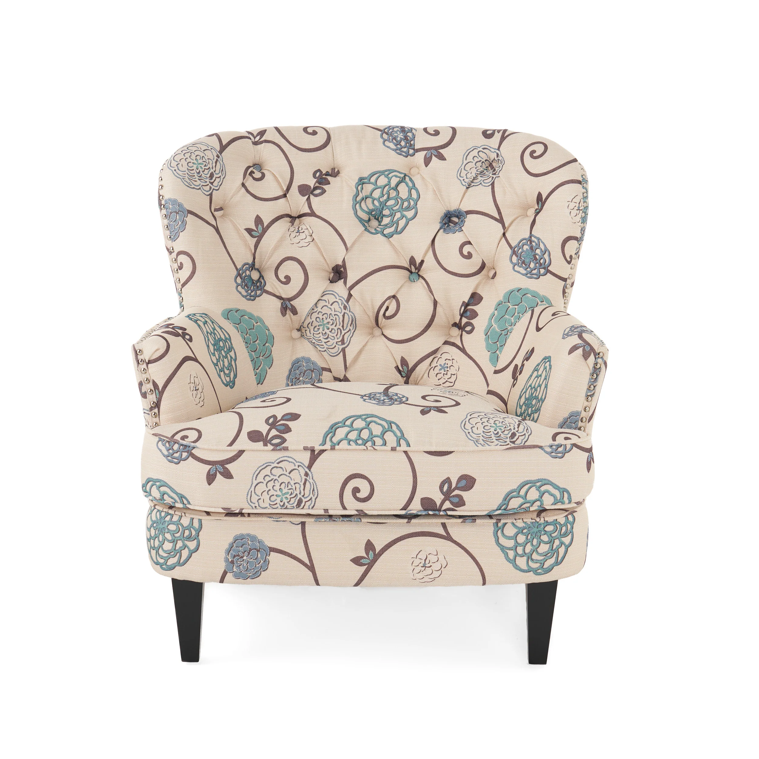 Alfred Button Tufted Fabric Club Chair - furnishings
