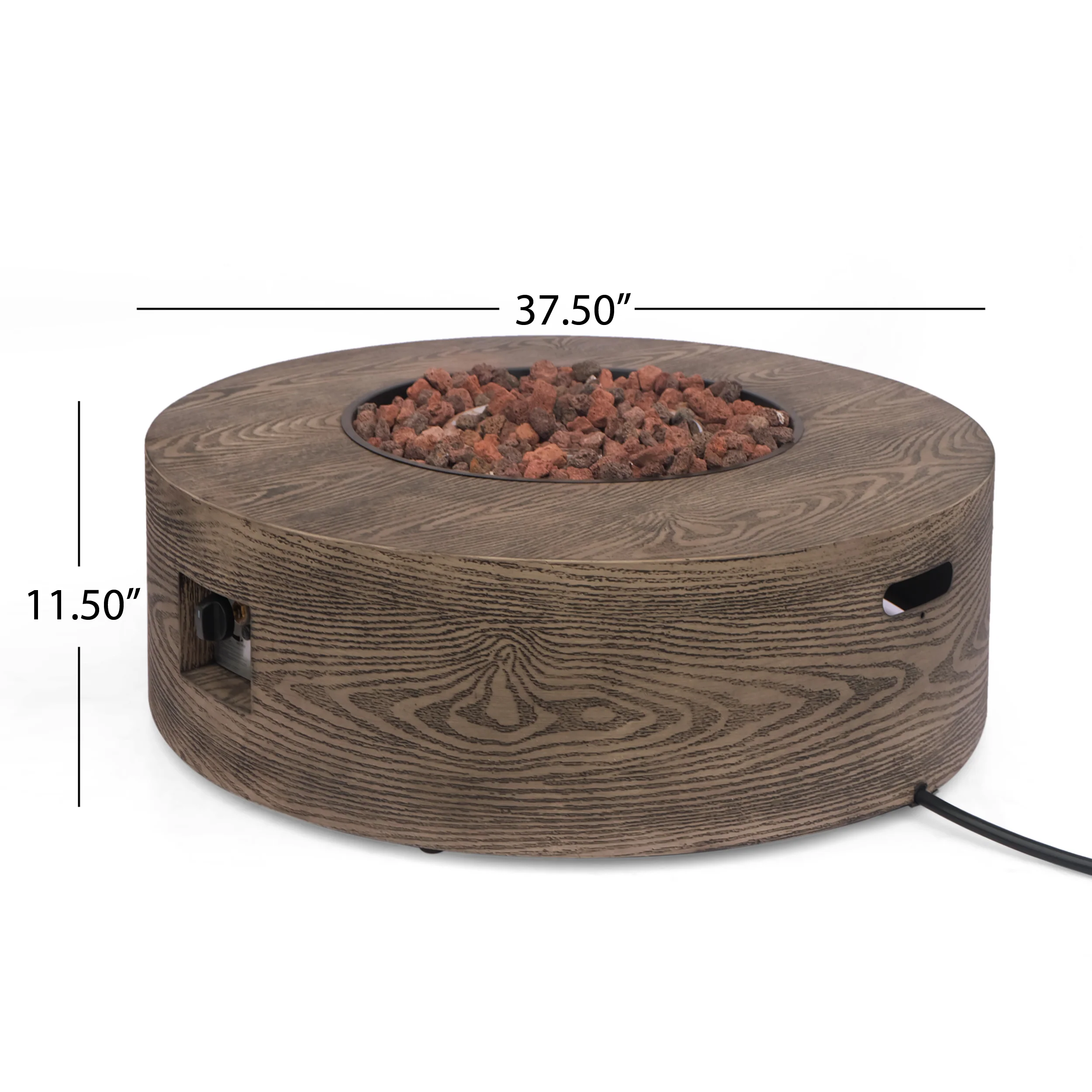 Bremen Outdoor 50,000 BTU Lightweight Concrete Circular Fire Pit (No Tank Holder), Brown Wood Pattern - furnishings
