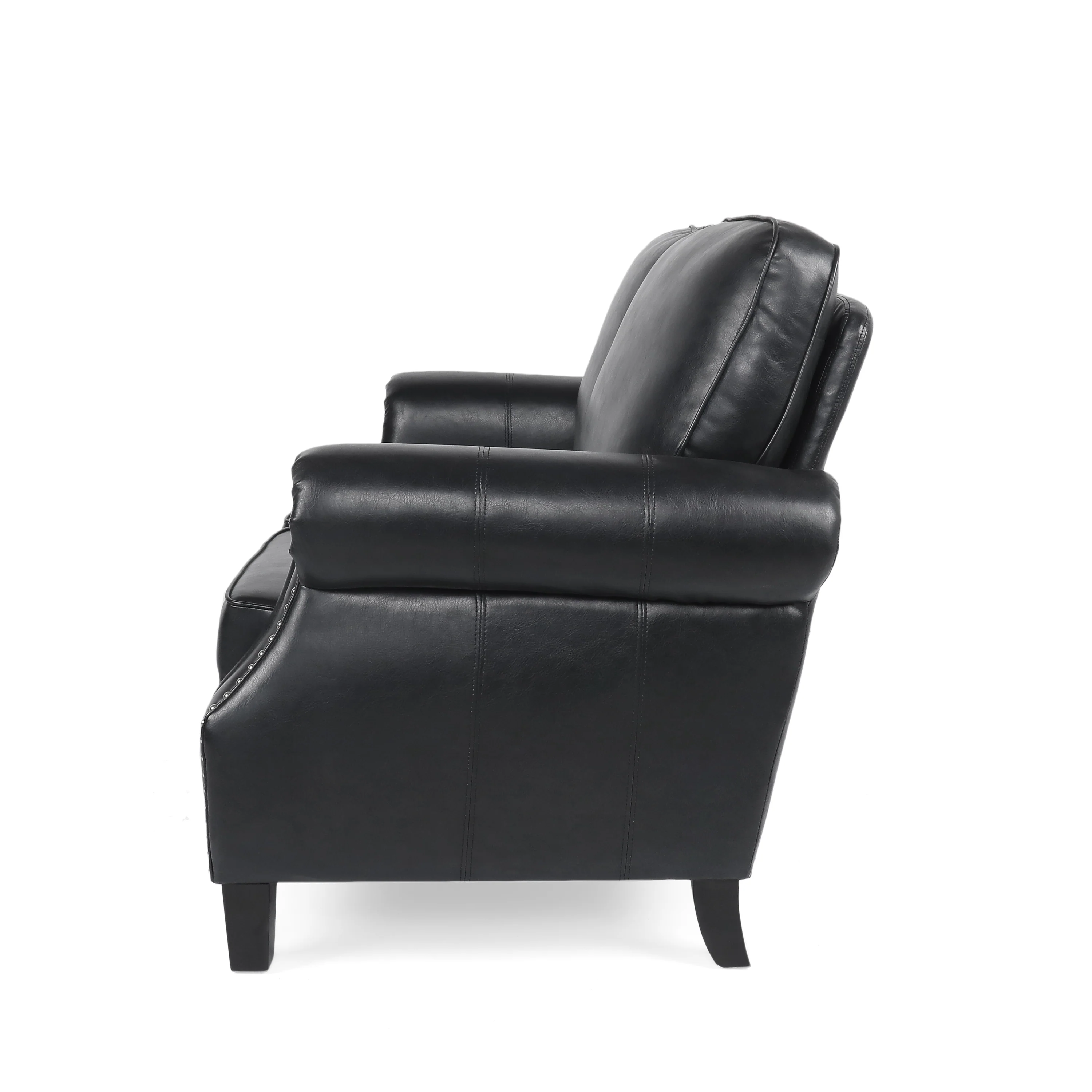 Pochelon Contemporary Faux Leather Loveseat with Nailhead Trim - furnishings