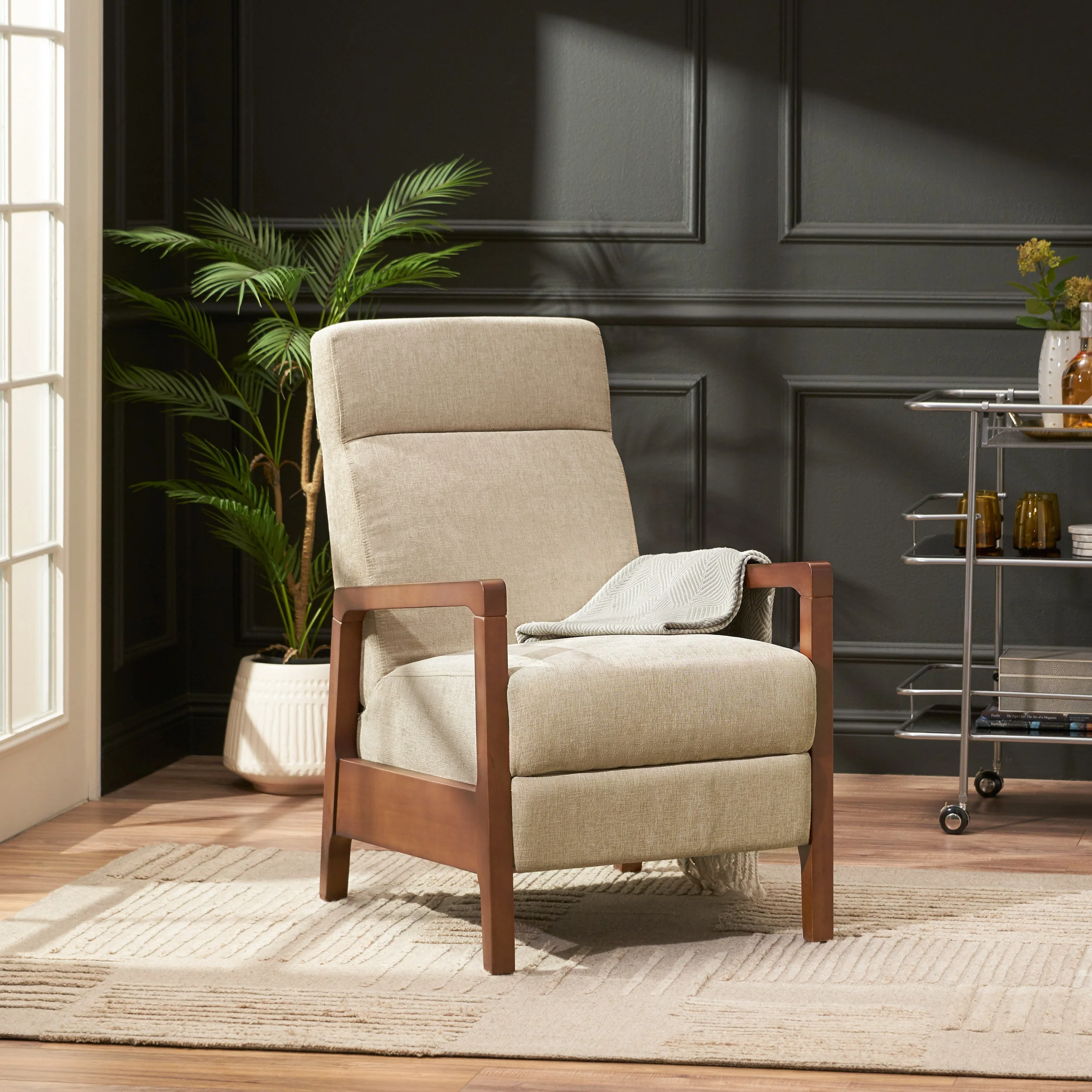 Castner Contemporary Fabric Waterfall Back Pushback Recliner - furnishings