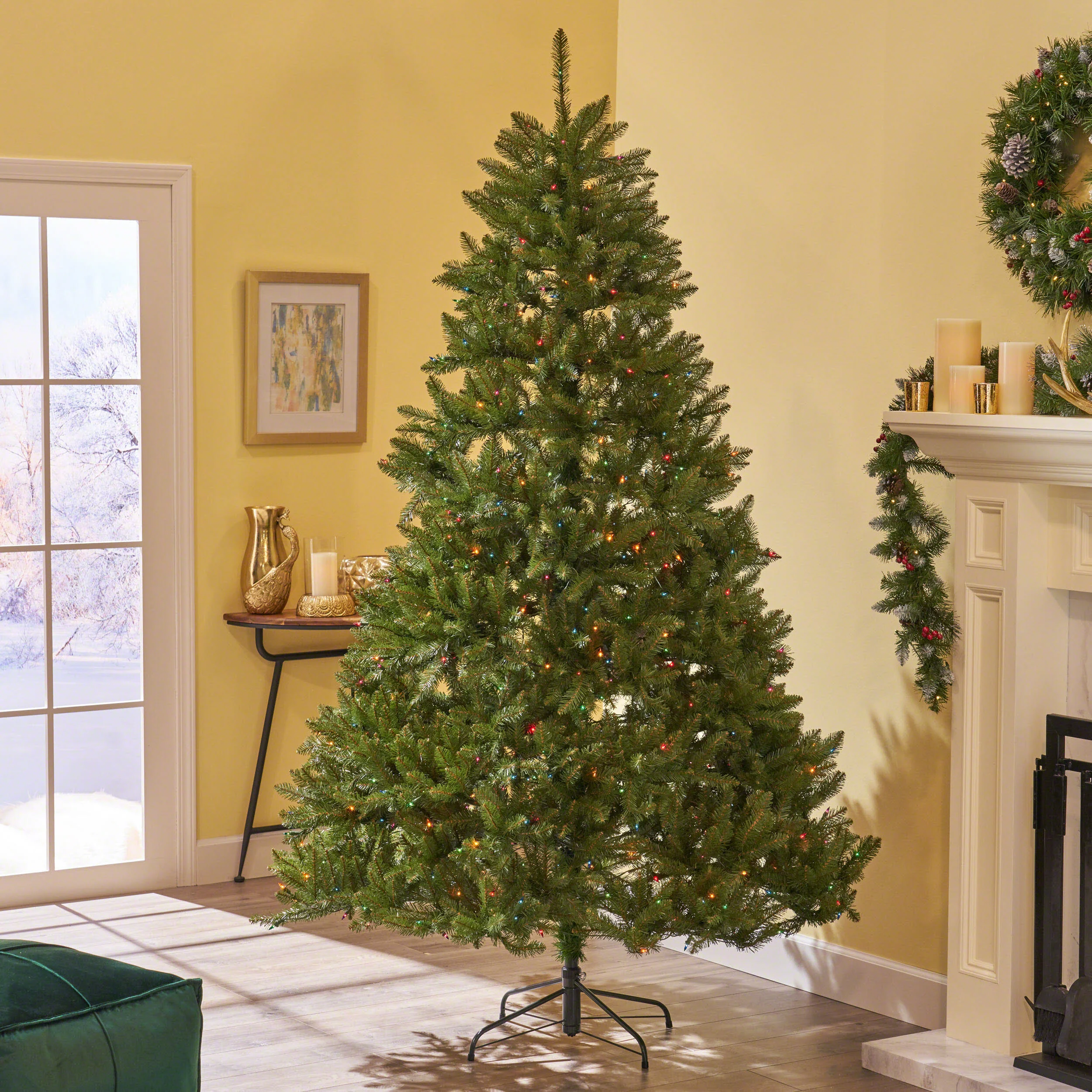 9-foot Fraser Fir Hinged Artificial Christmas Tree - furnishings