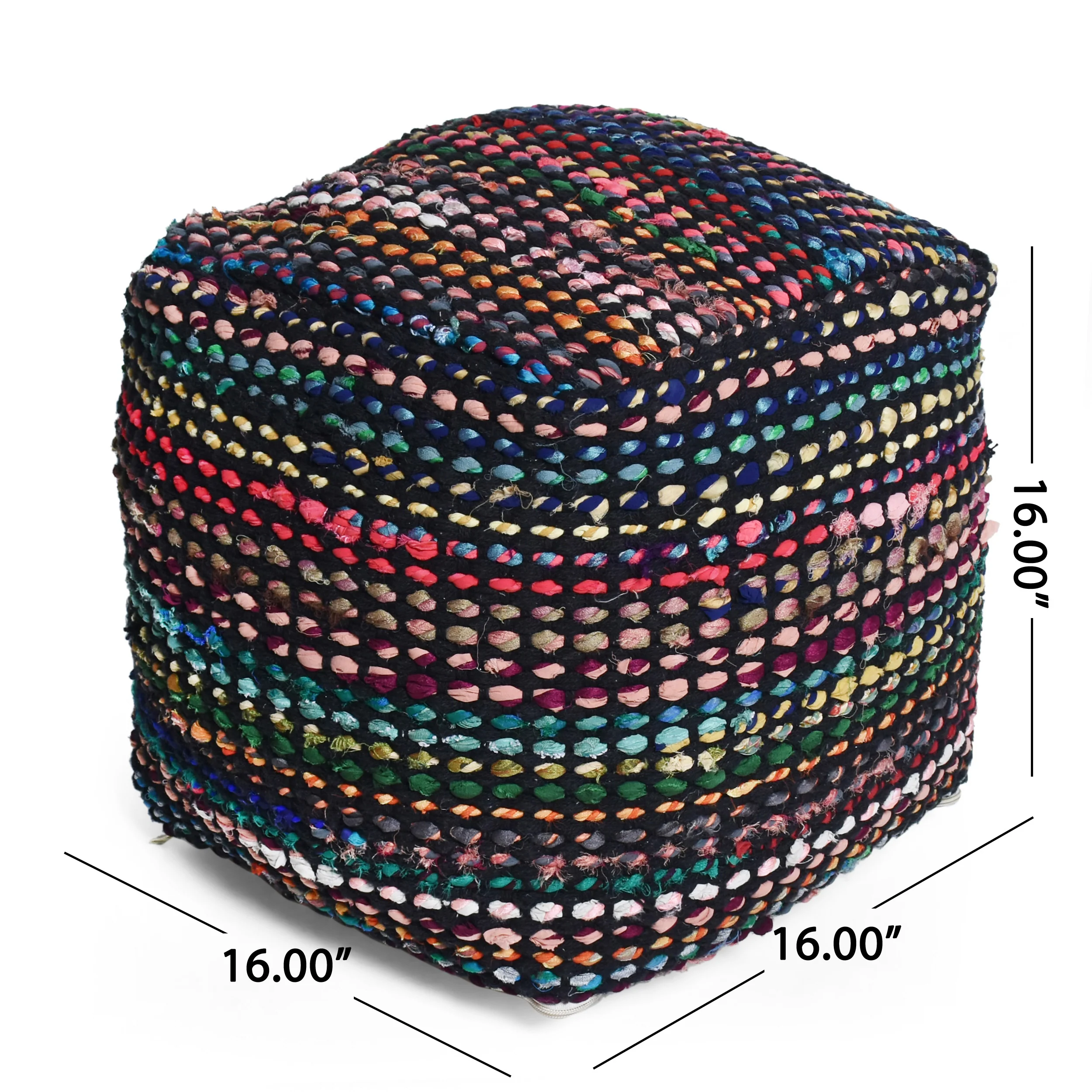 Naholo Handcrafted Boho Fabric Pouf - furnishings