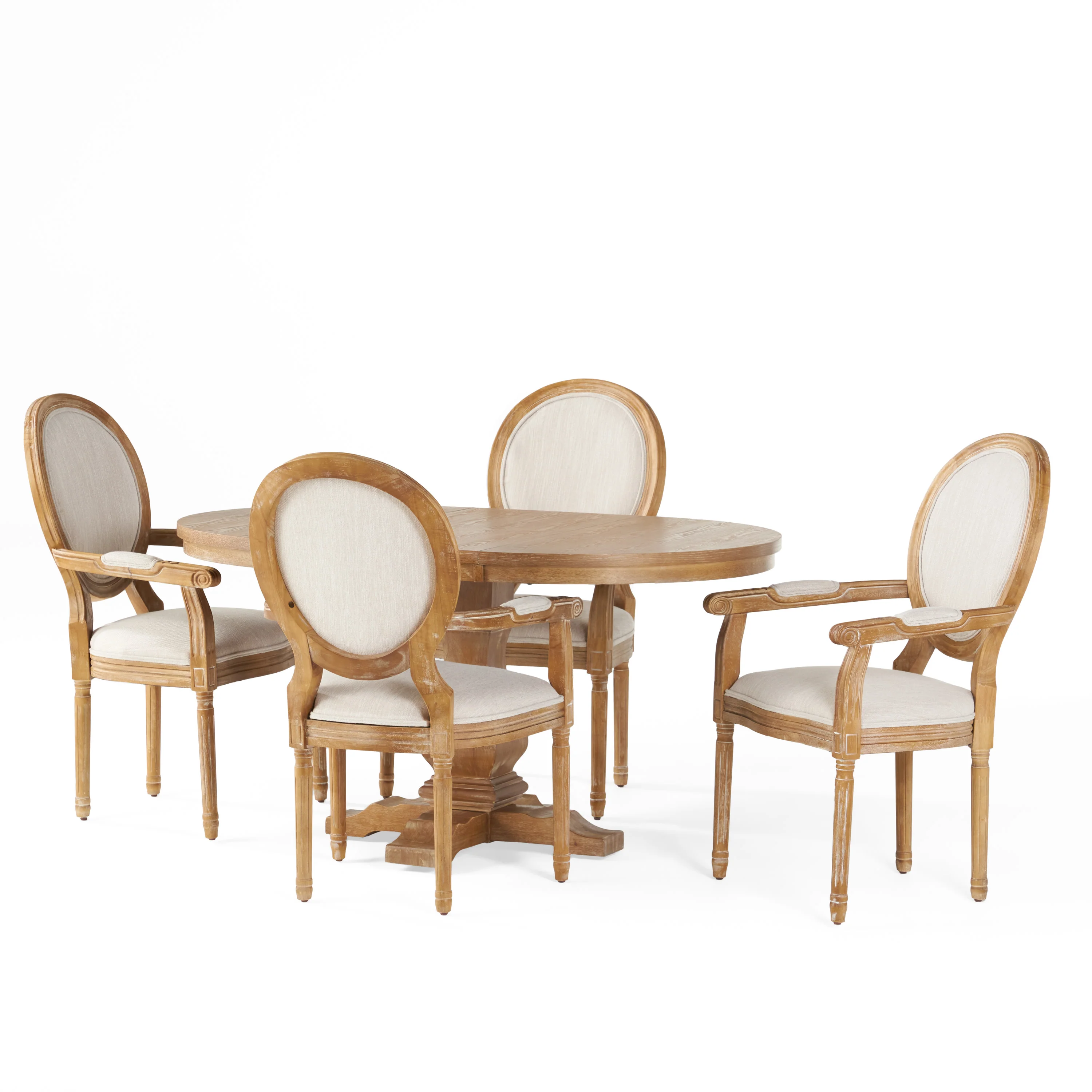 Aisenbrey French Country Wood 5-Piece Expandable Oval Dining Set - furnishings
