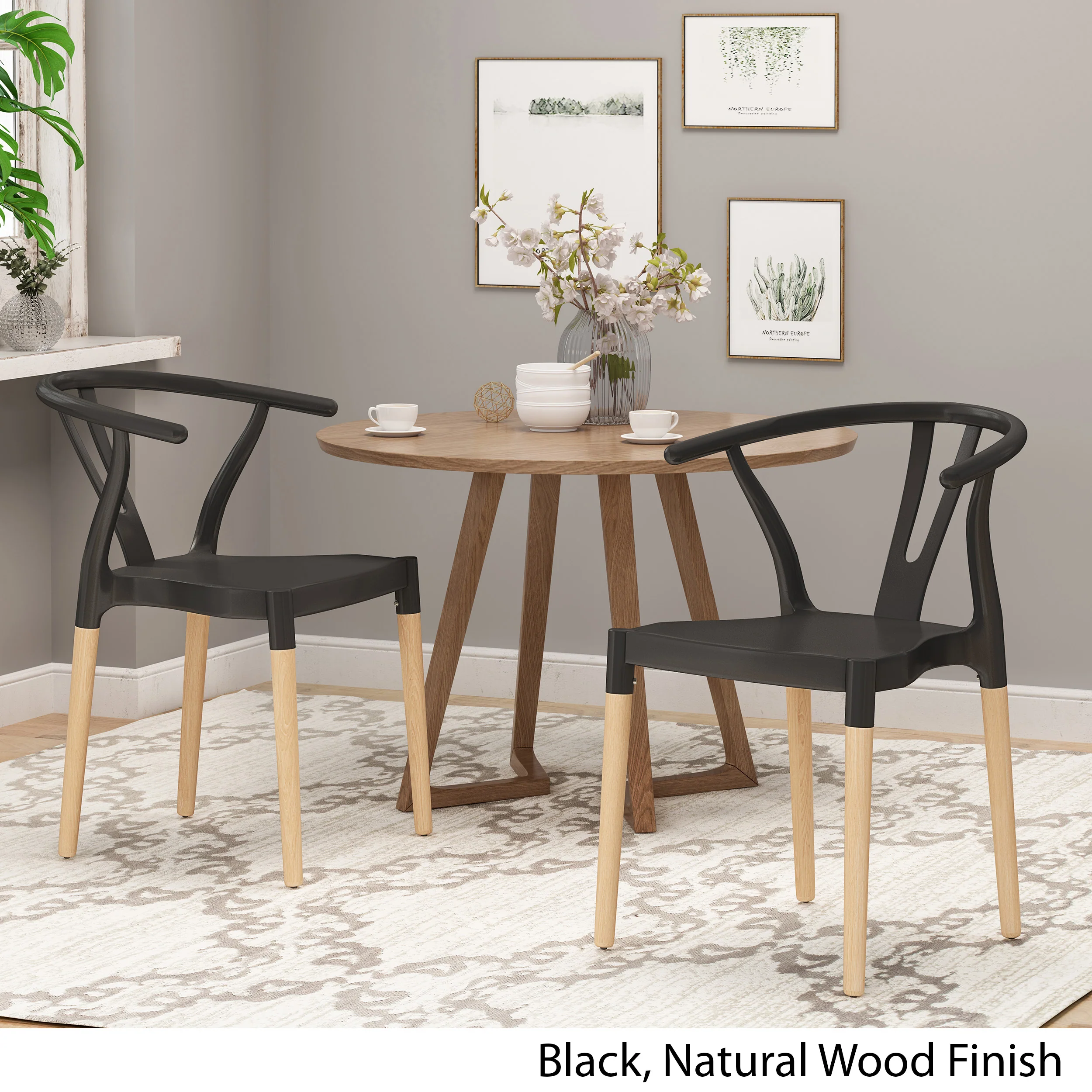 Victoria Modern Dining Chair with Beech Wood Legs (Set of 2) - furnishings