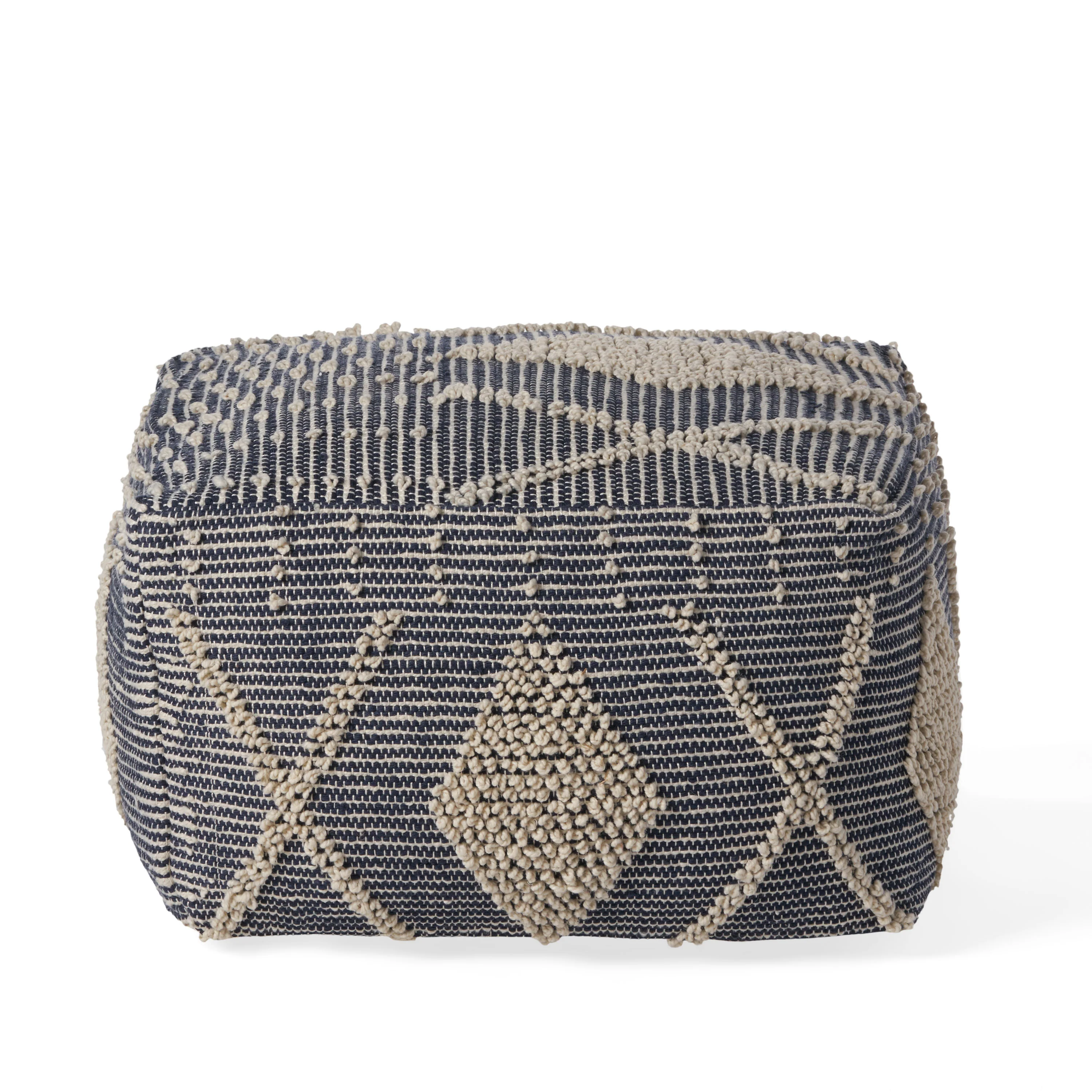 Dereka Contemporary Handcrafted Faux Yarn Pouf - furnishings