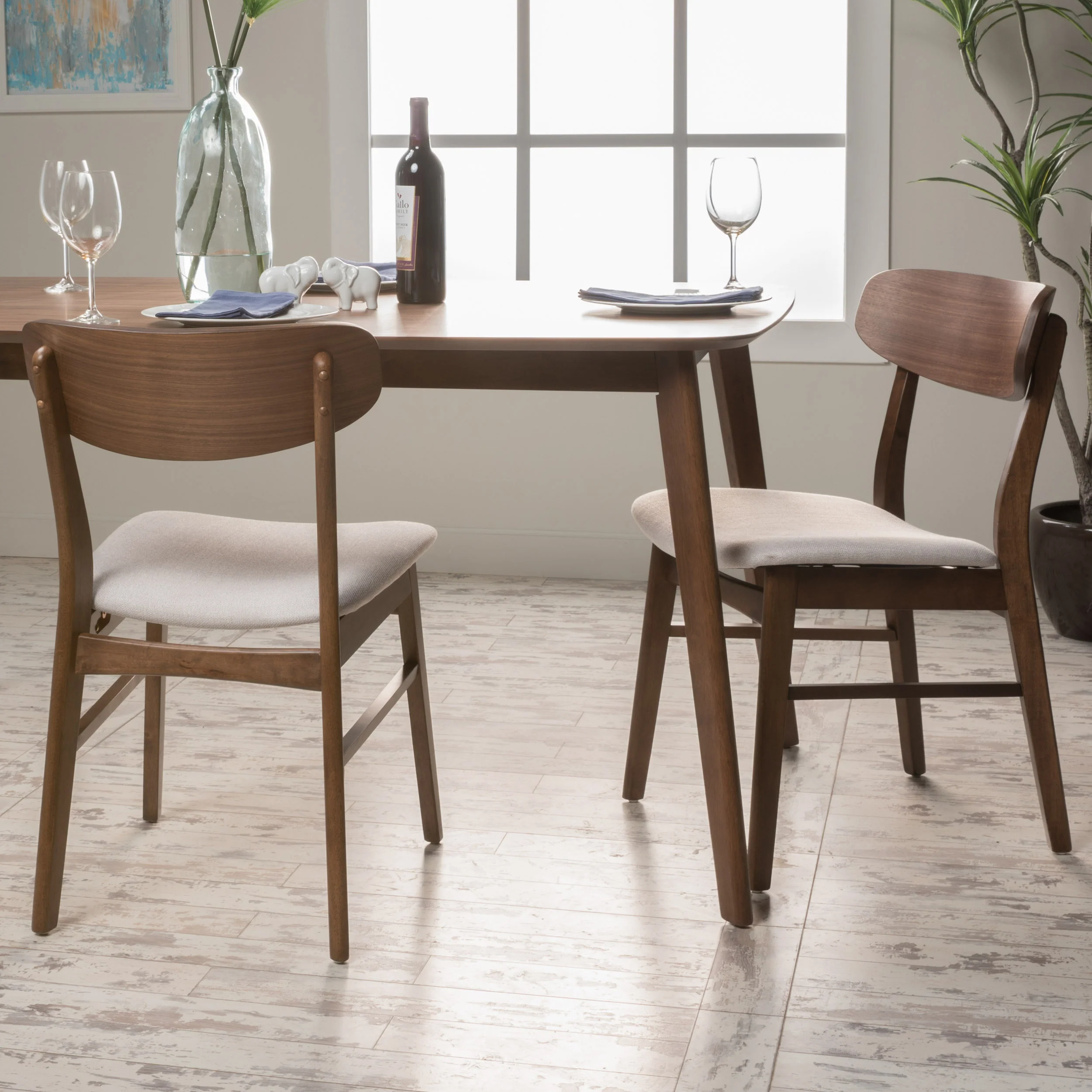 Lucille Fabric/ Wood Finish Dining Chair (Set of 2) - furnishings
