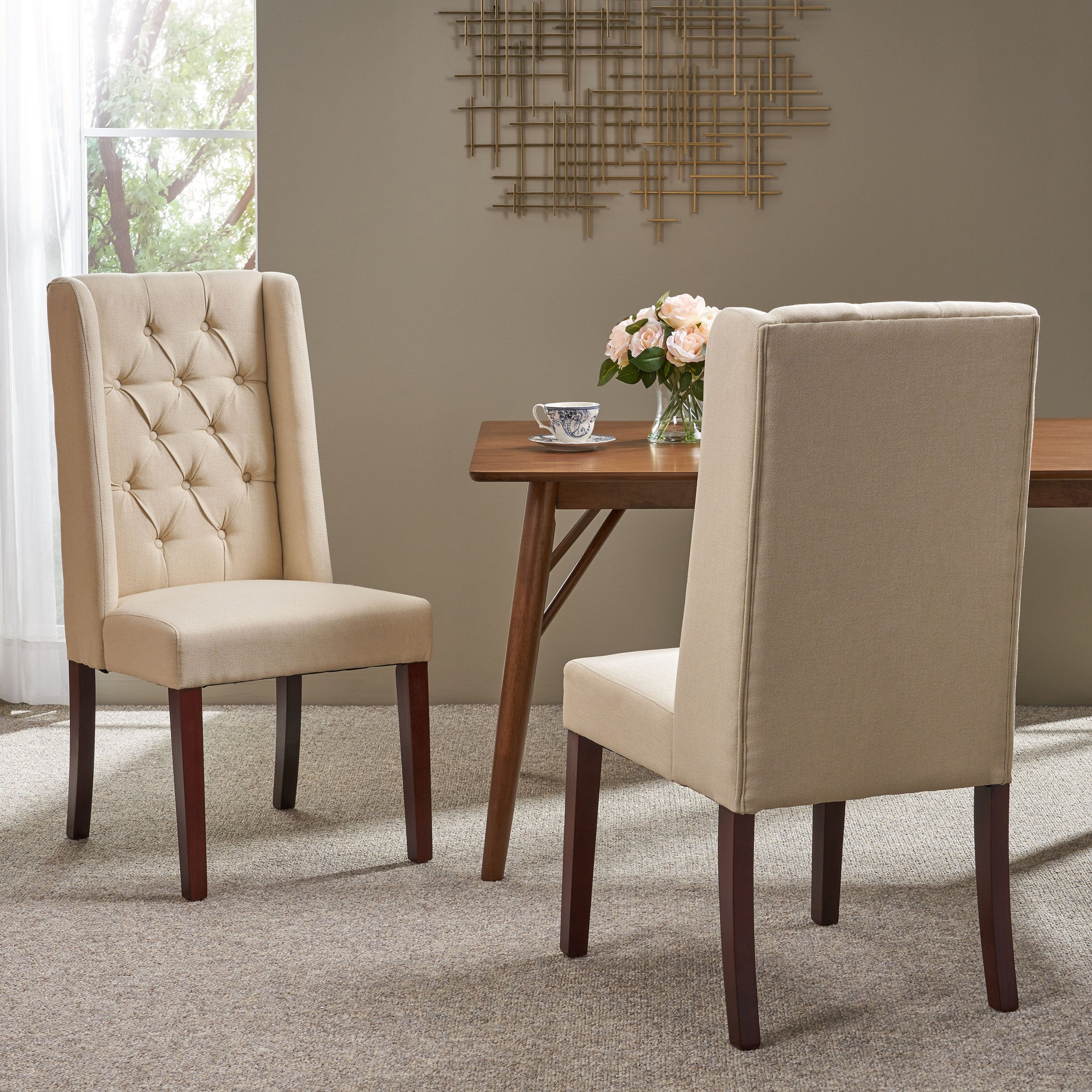 Billings Tufted Fabric High Back Dining Chairs (Set of 2) - furnishings
