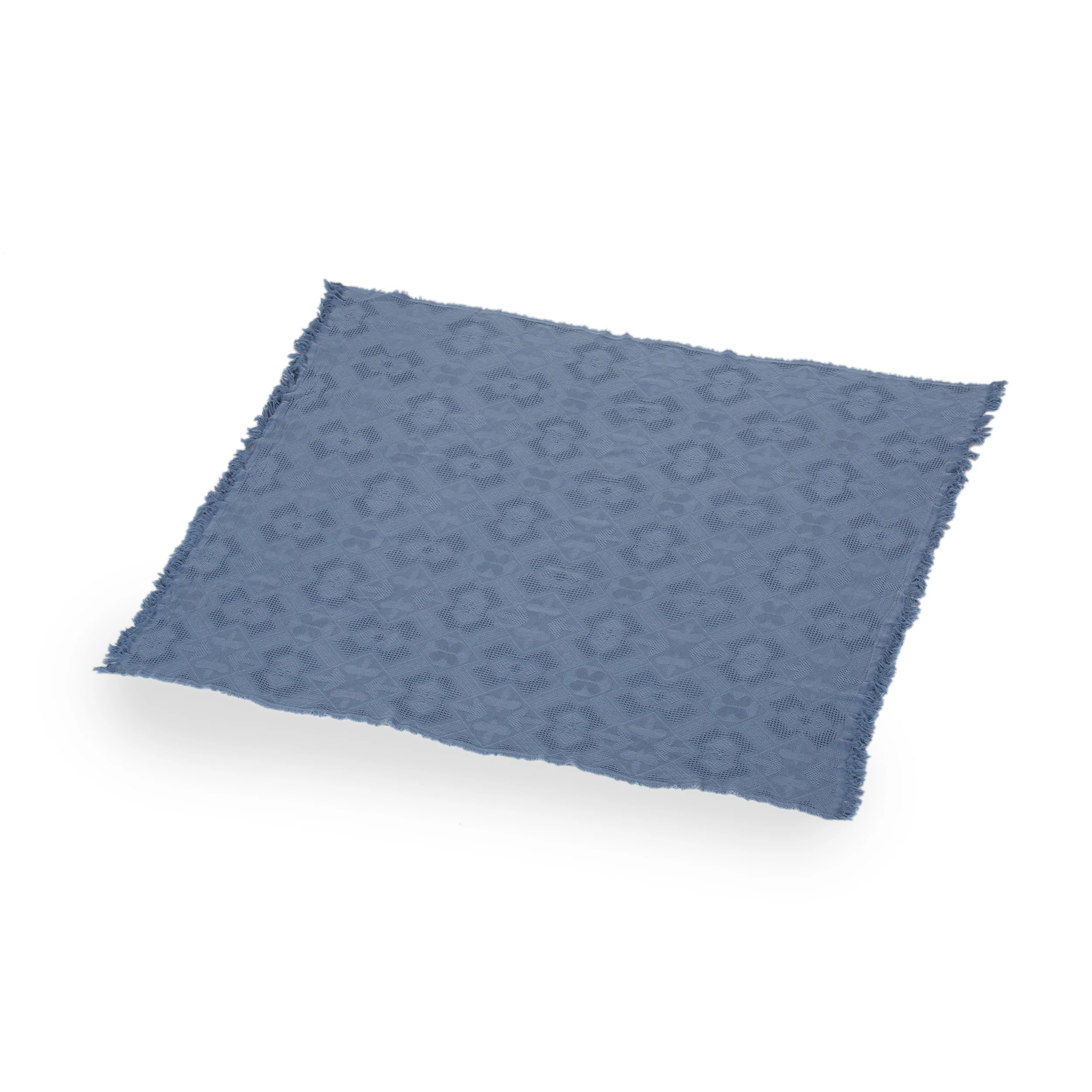 Isabel Contemporary Cotton Throw Blanket with Fringes, Aqua - furnishings