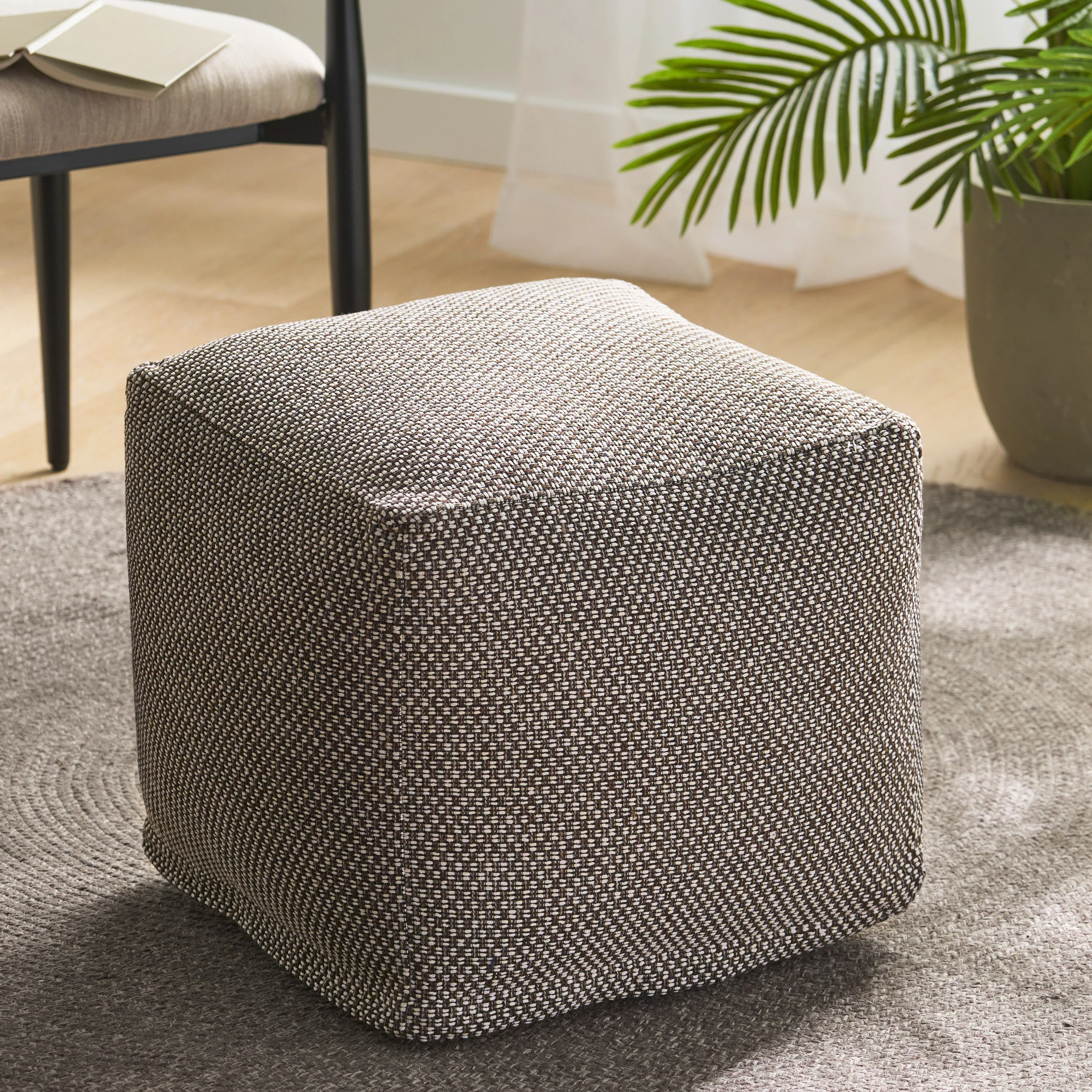 Rakiya Contemporary Fabric Pouf - furnishings