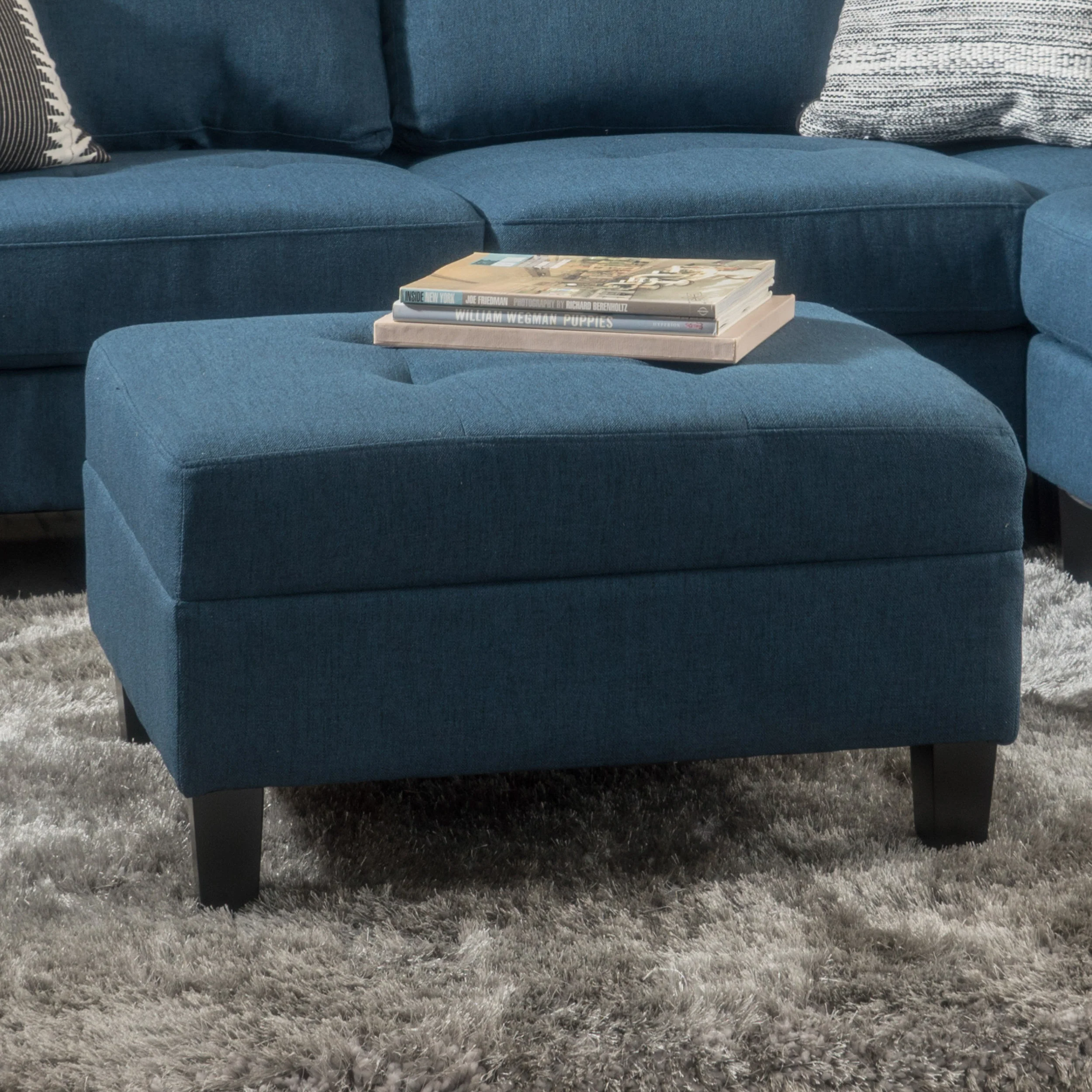 Zahra Contemporary Tufted Fabric Storage Ottoman - furnishings