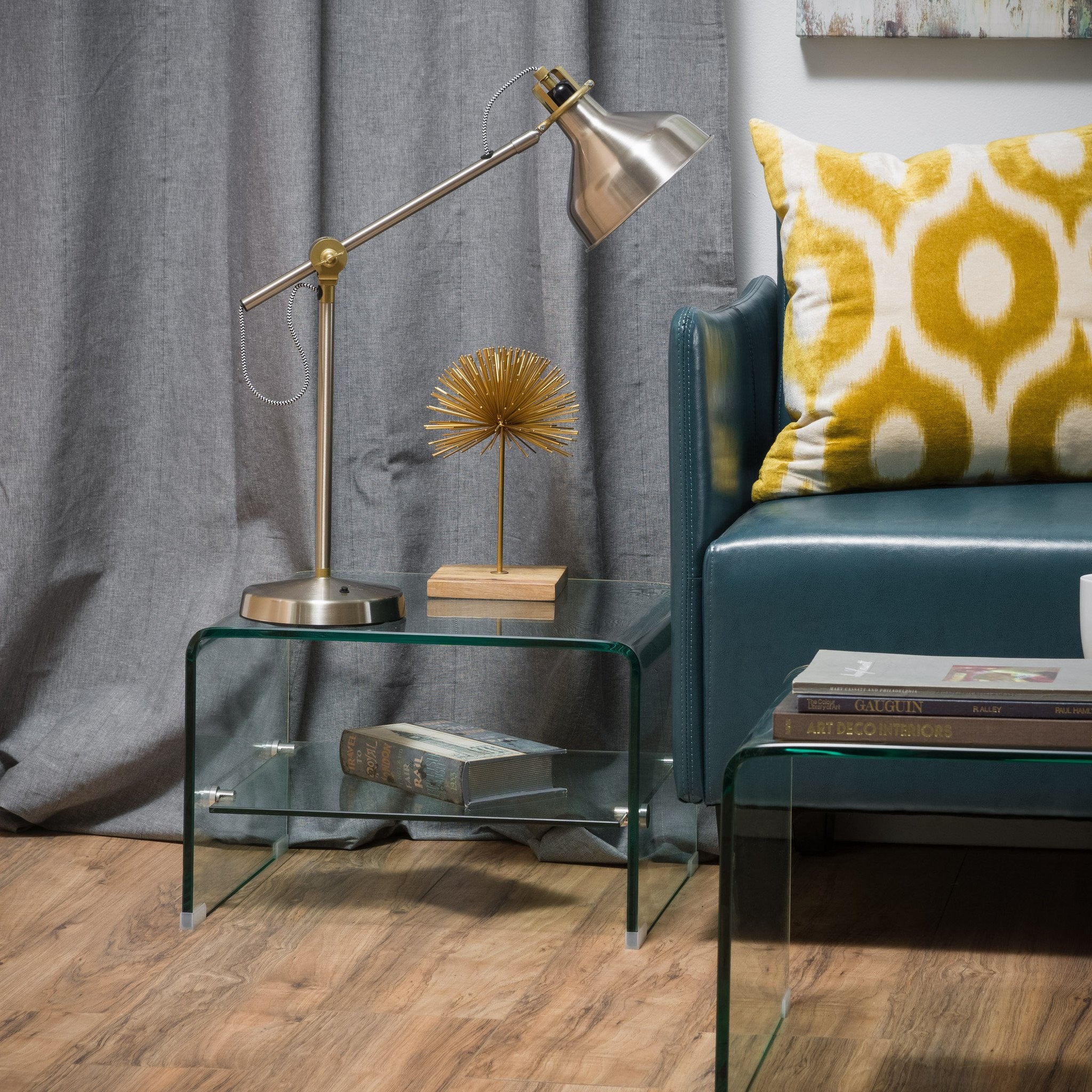 Classon See Through Clear Waterfall Glass End Table - furnishings