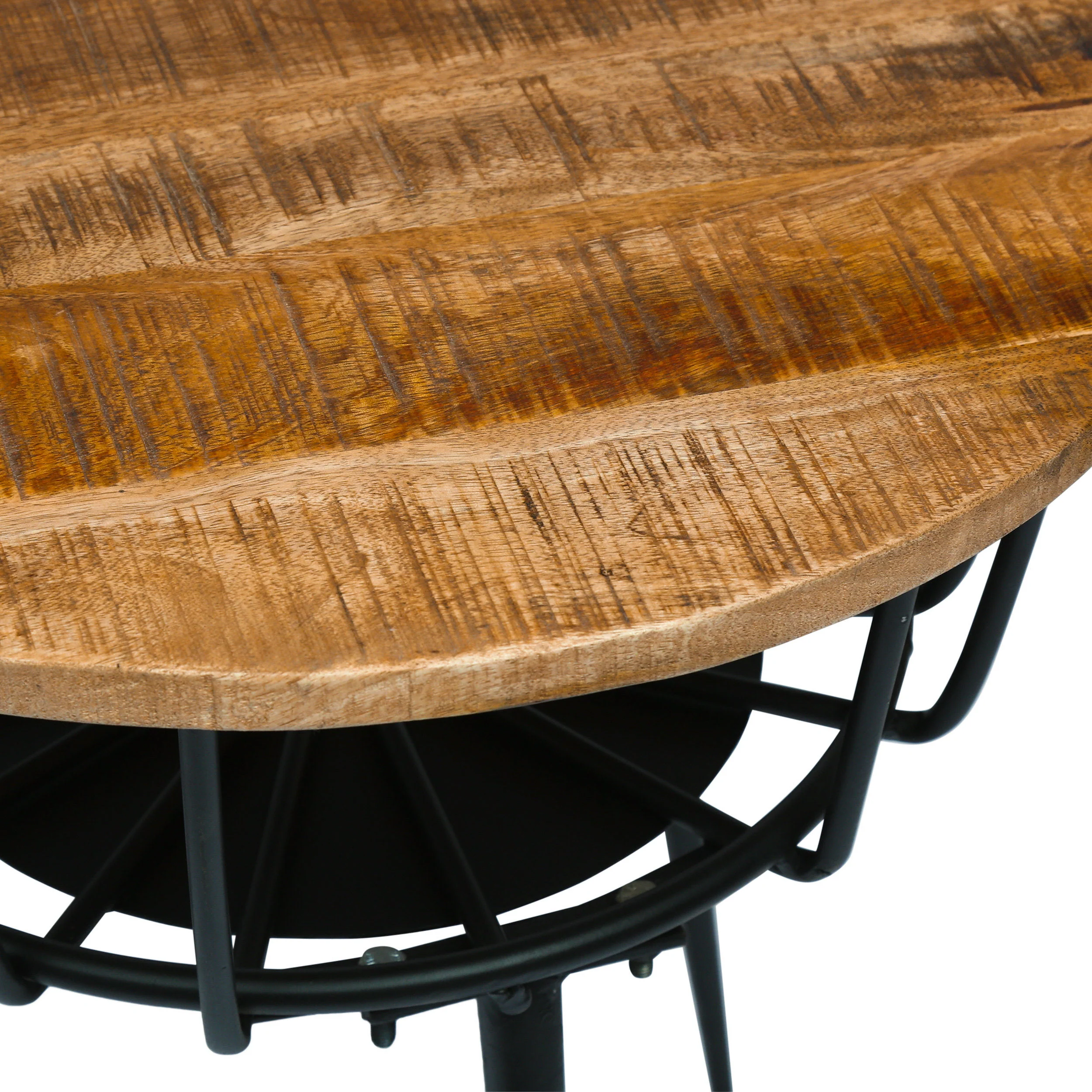 Tomilson Modern Industrial Handcrafted Mango Wood Side Table, Natural and Black - furnishings