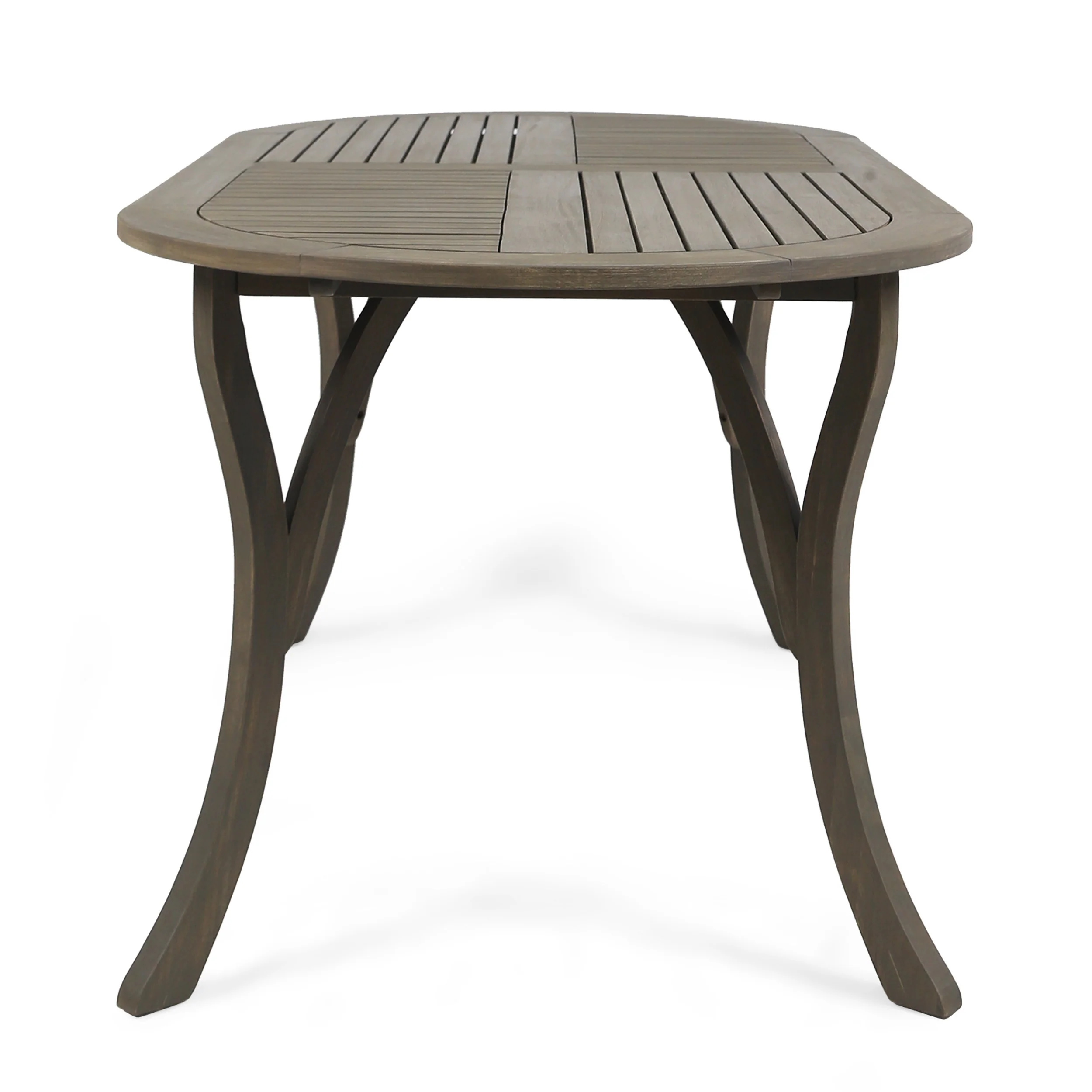 Dahl Outdoor 7 Piece Wood and Wicker Dining Set, Gray Finish and Gray - furnishings