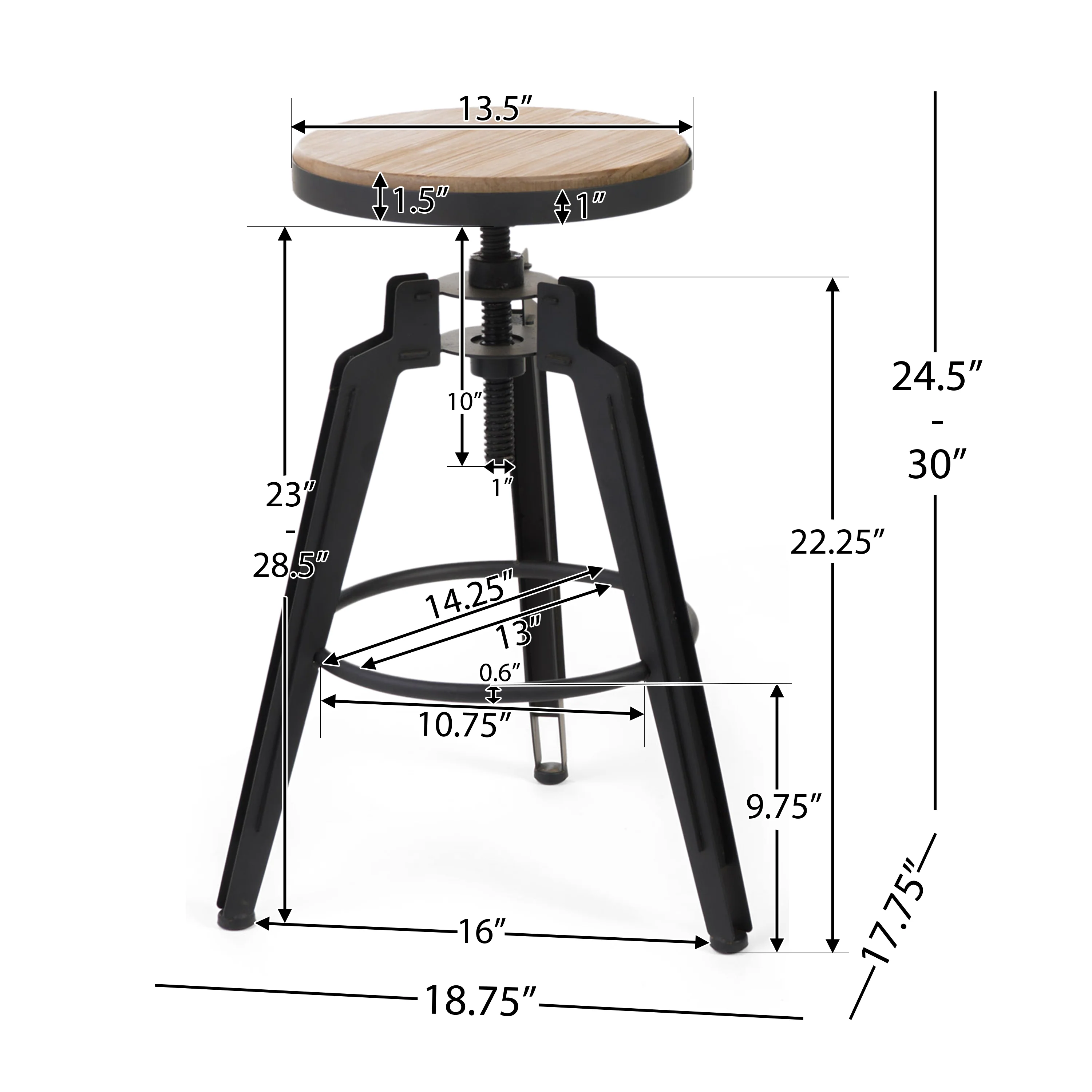 Klatack Antique Finish Firwood Swivel Adjustable Barstool (Set of 2) - furnishings