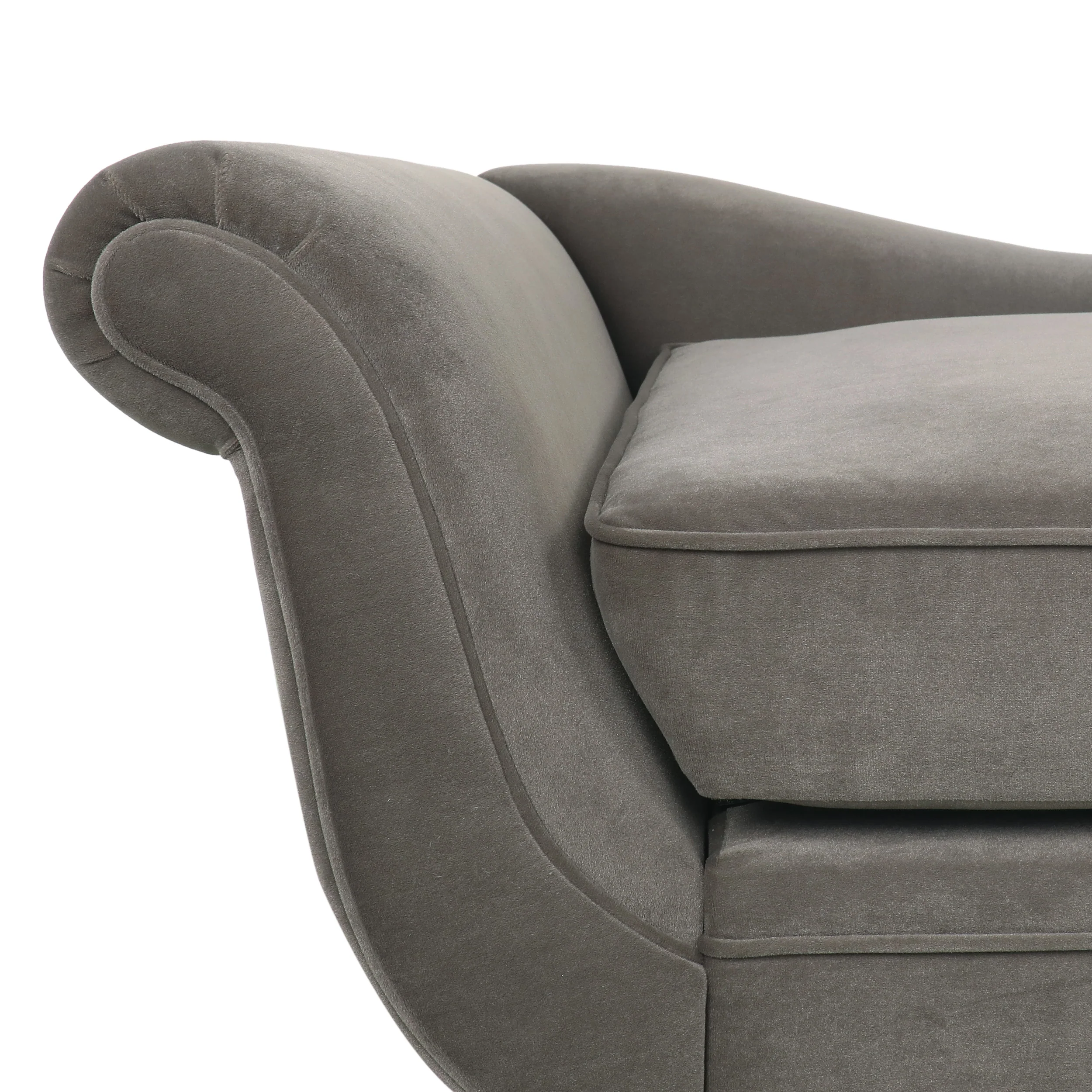 Jakyrah Contemporary Velvet Chaise Lounge with Scroll Arms - furnishings