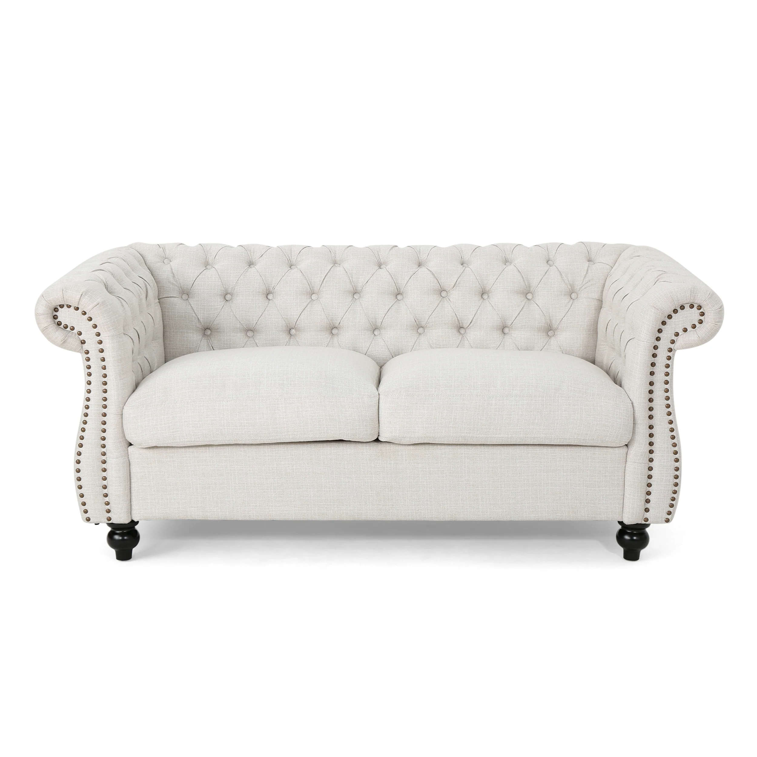 Kyle Traditional Chesterfield Fabric Loveseat Sofa - furnishings