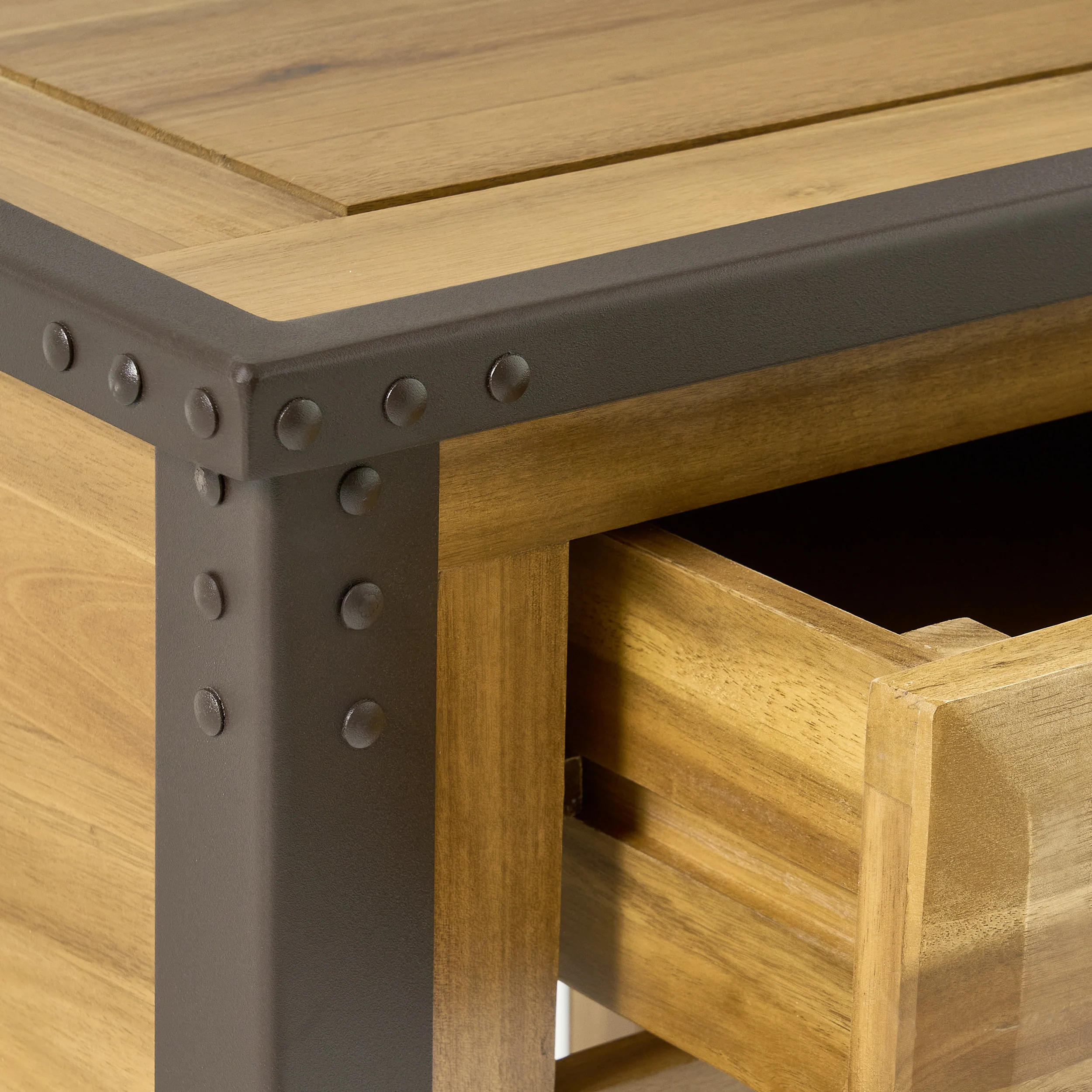 Glendora Industrial Solid Wood Single Drawer Nightstand End Table - furnishings