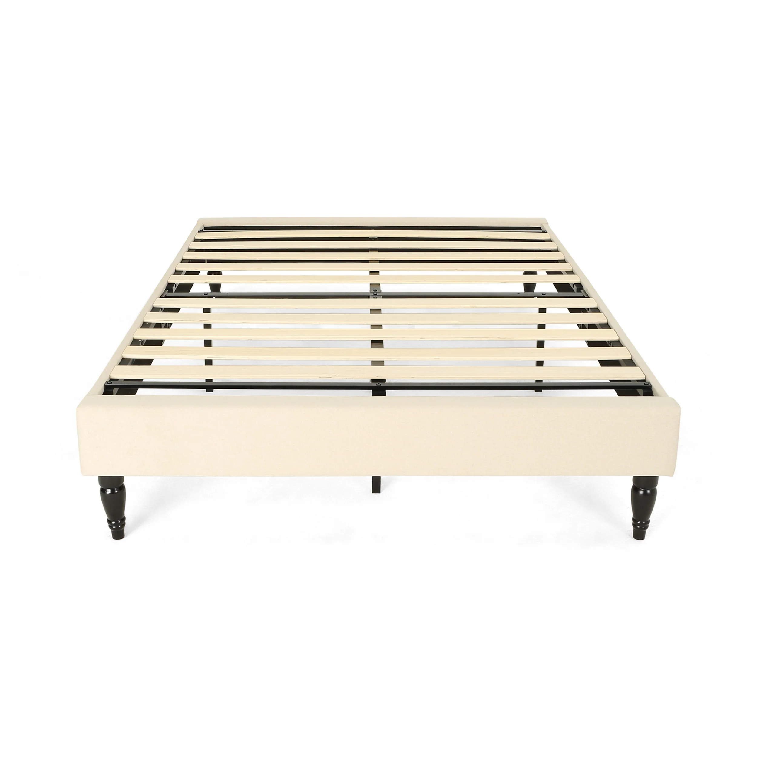 Luca Contemporary Upholstered Queen Bed Frame with Turned Legs - furnishings