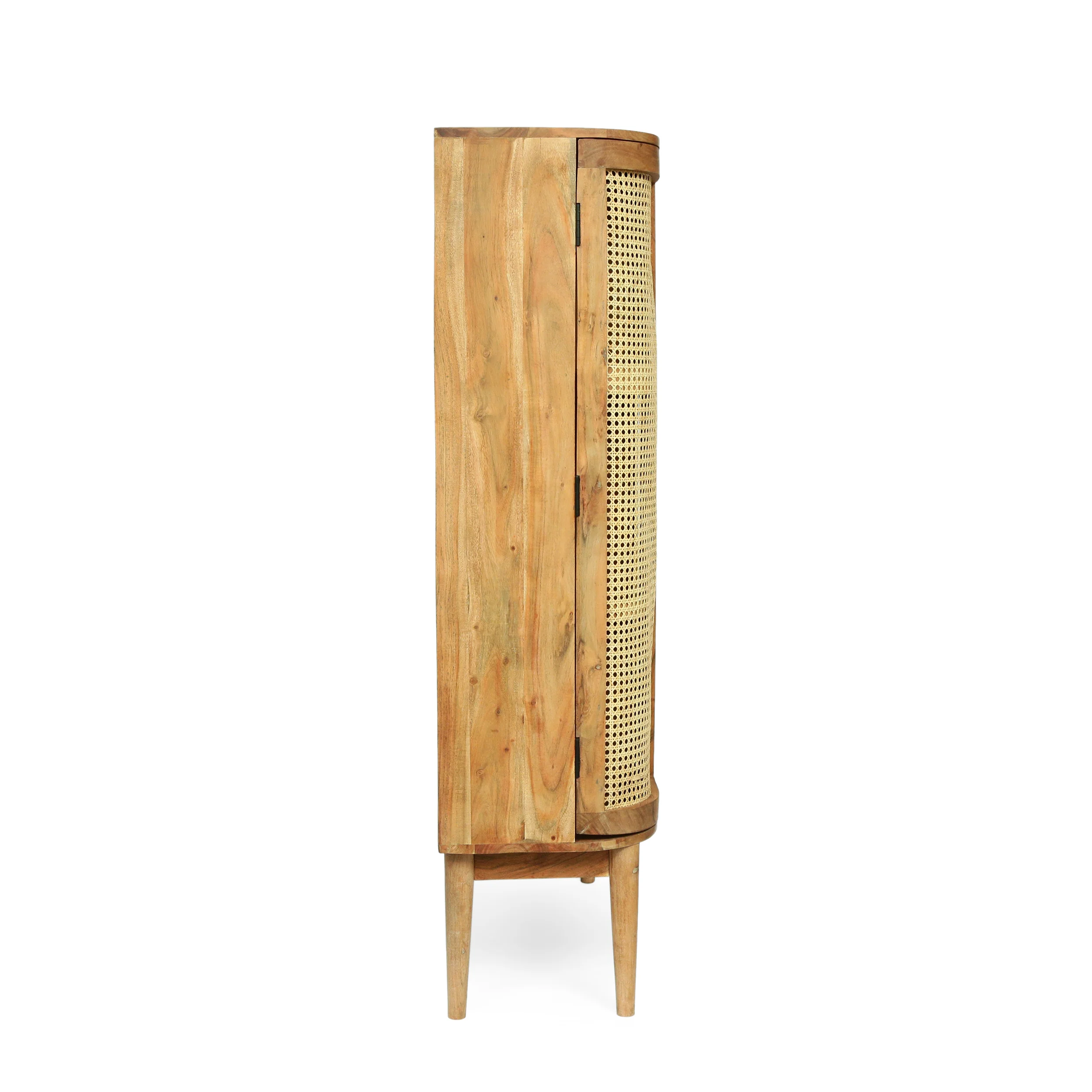 Malquin Handmade Acacia Wood and Cane 3 Shelf Bookcase, Natural - furnishings