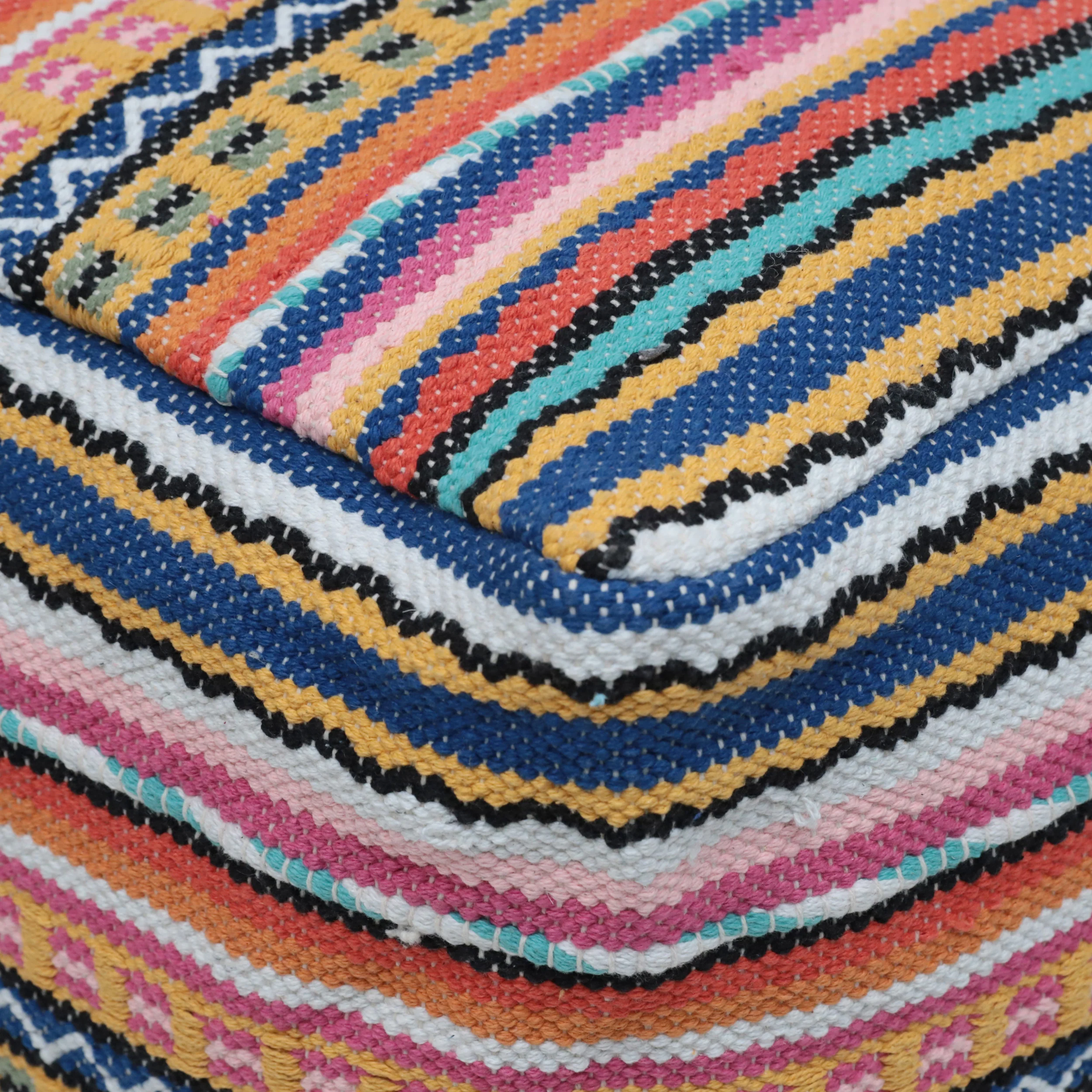 Hilliard Boho Handcrafted Peruvian Print Cube Pouf - furnishings