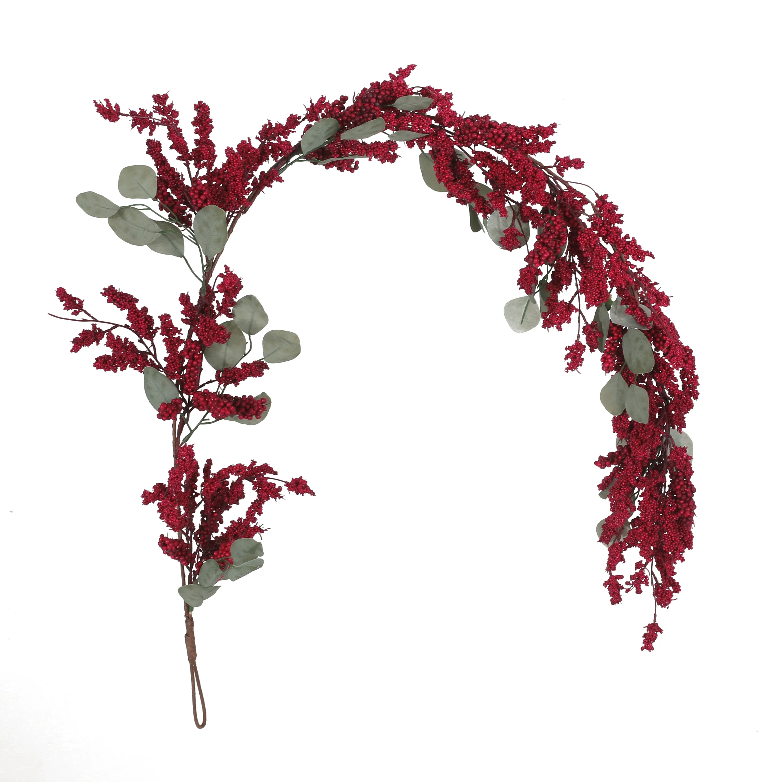 Sedlari 5-foot Eucalyptus Artificial Garland with Berries, Green and Red - furnishings