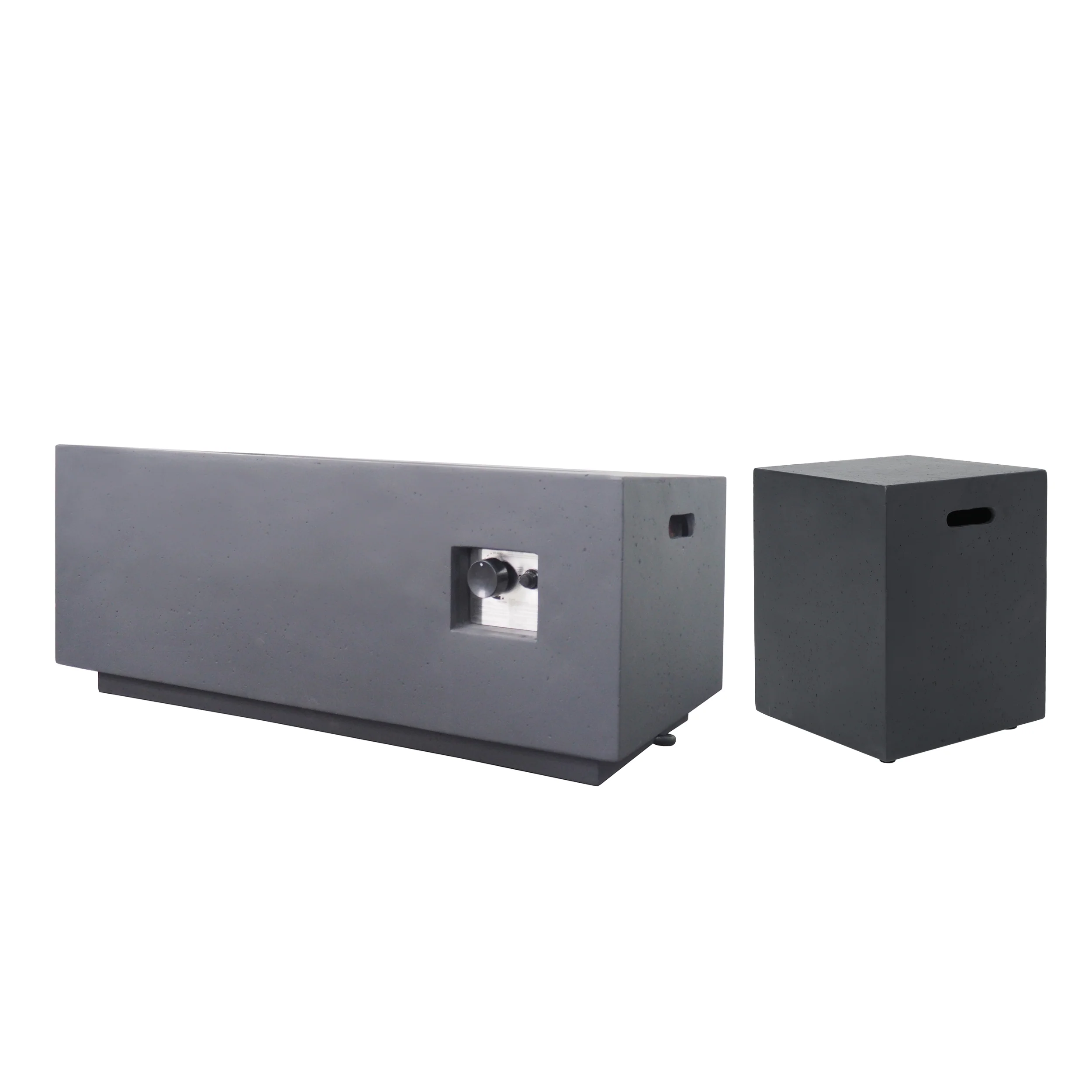 Leo Outdoor 40-inch Rectangular Light Weight Concrete Gas Burning Fire Pit - furnishings