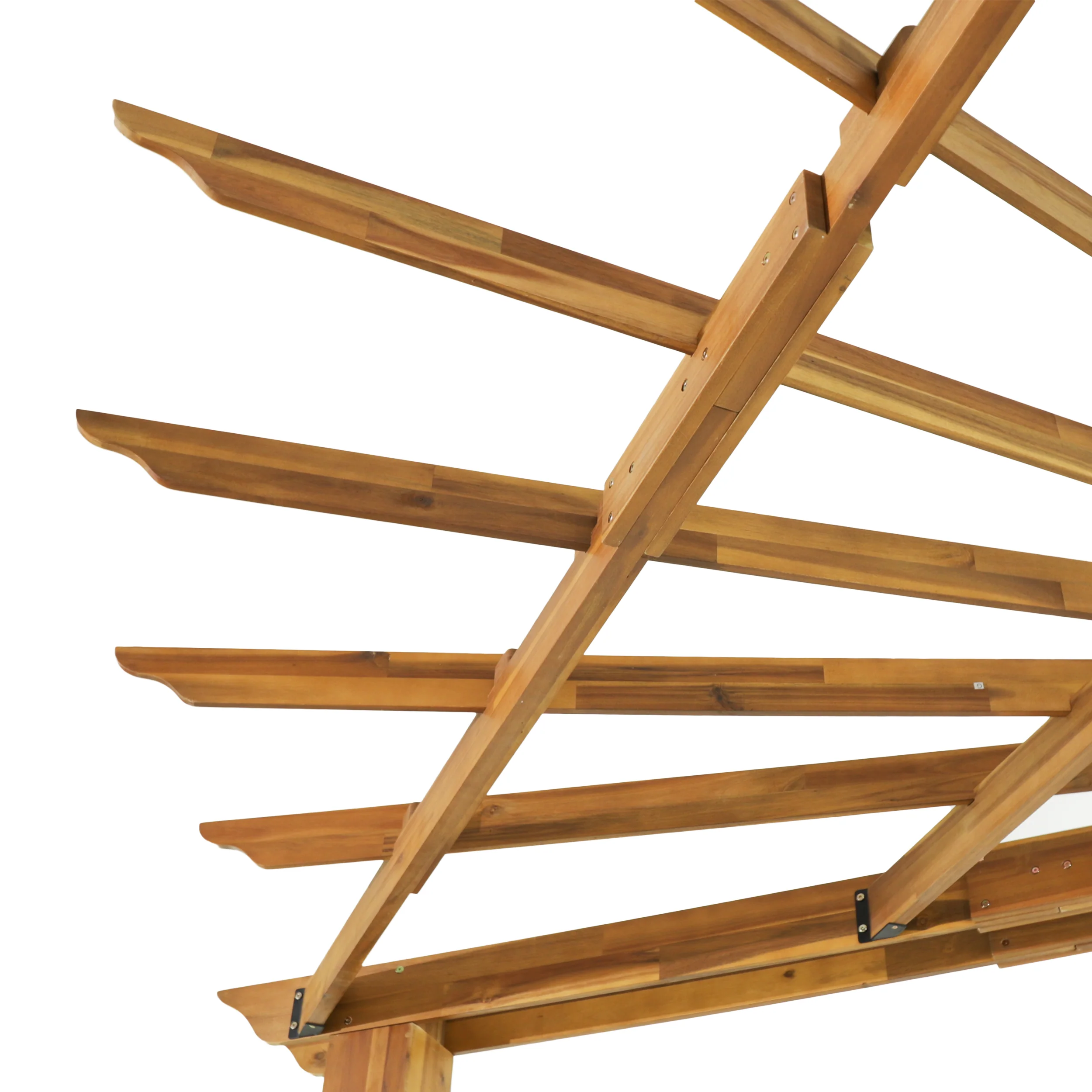 Cardan Outdoor Acacia Wood Triangle Pergola, Teak and Black - furnishings